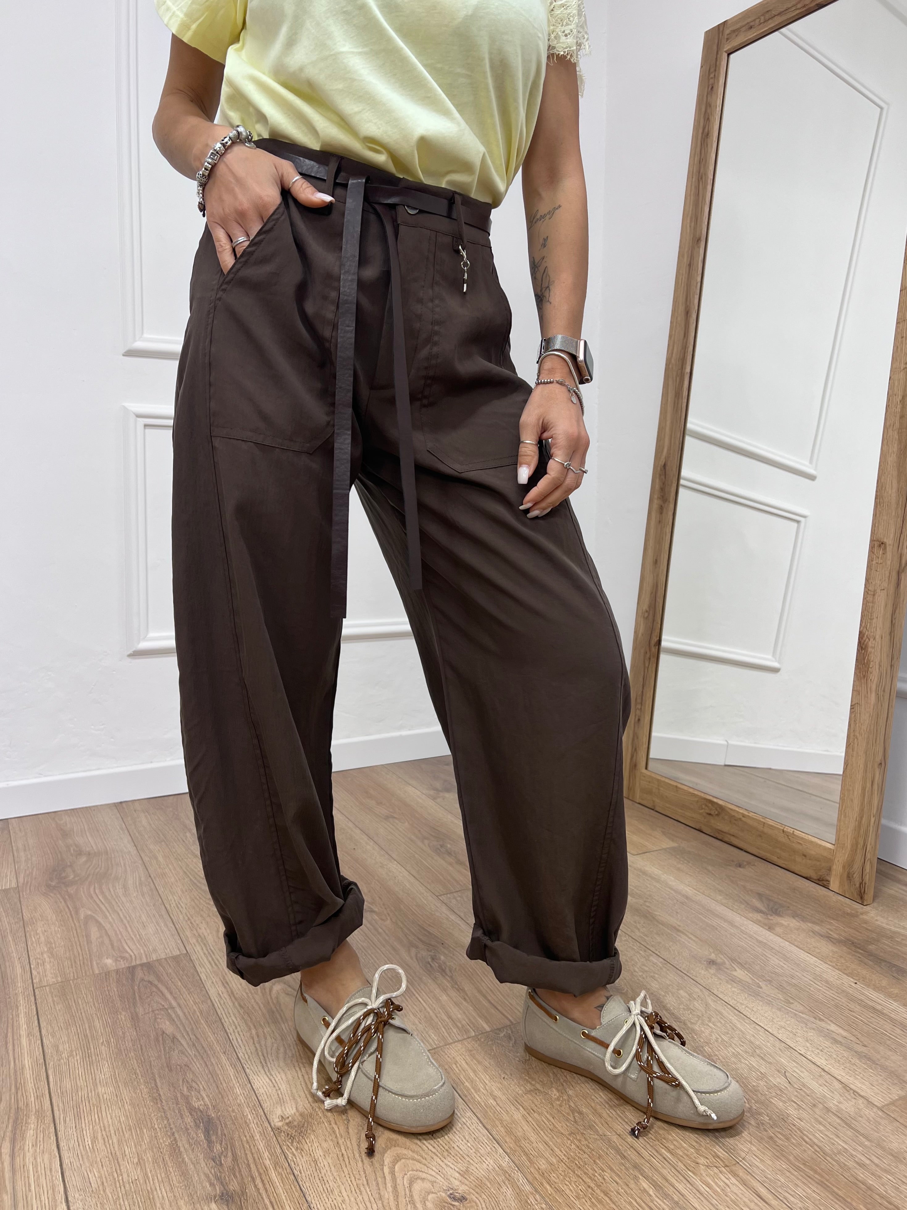 PANTALONE BALLON STELLINA CUPRO MORO SUSY MIX