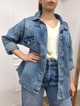 GIACCA CAMICIA DENIM TASCHE ARIANNA LIGHT BLU SUSY MIX