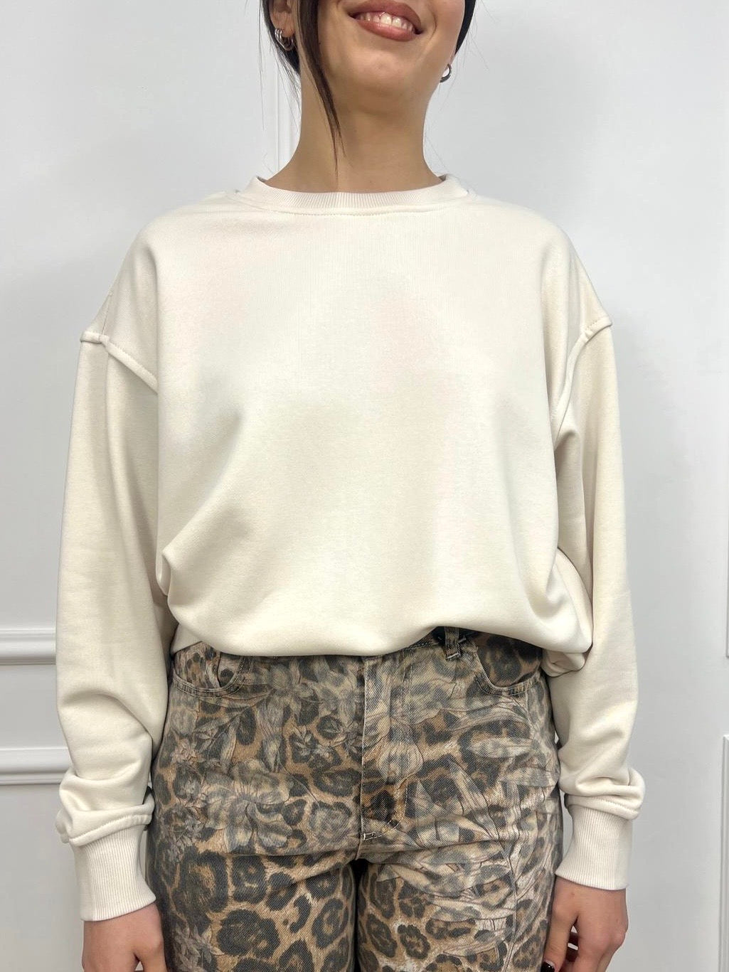 SUSY MIX FELPA GIROCOLLO AGATA BURRO