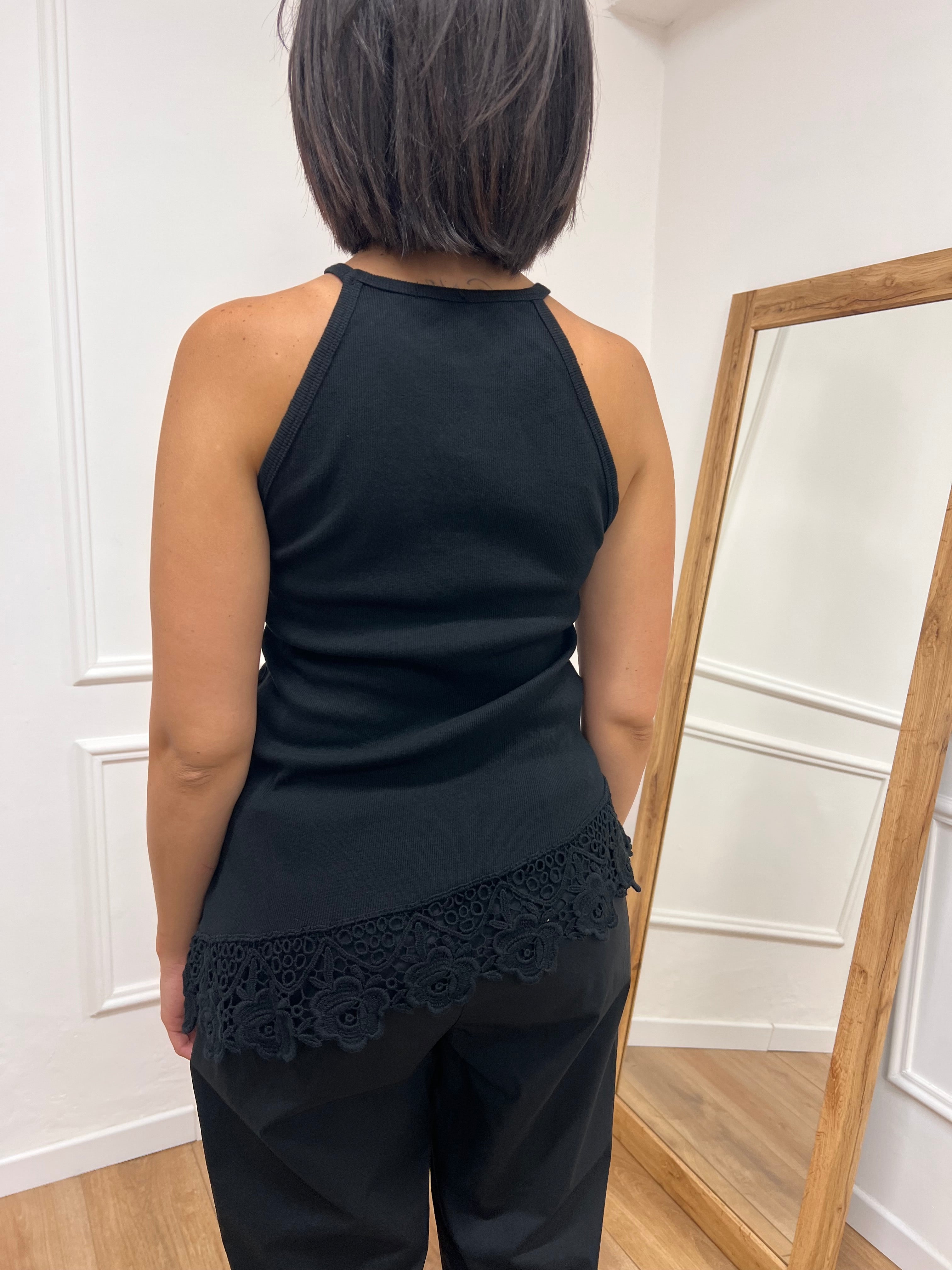 CANOTTA COSTINE PIZZO ASIMMETRICO NERO SUSY MIX