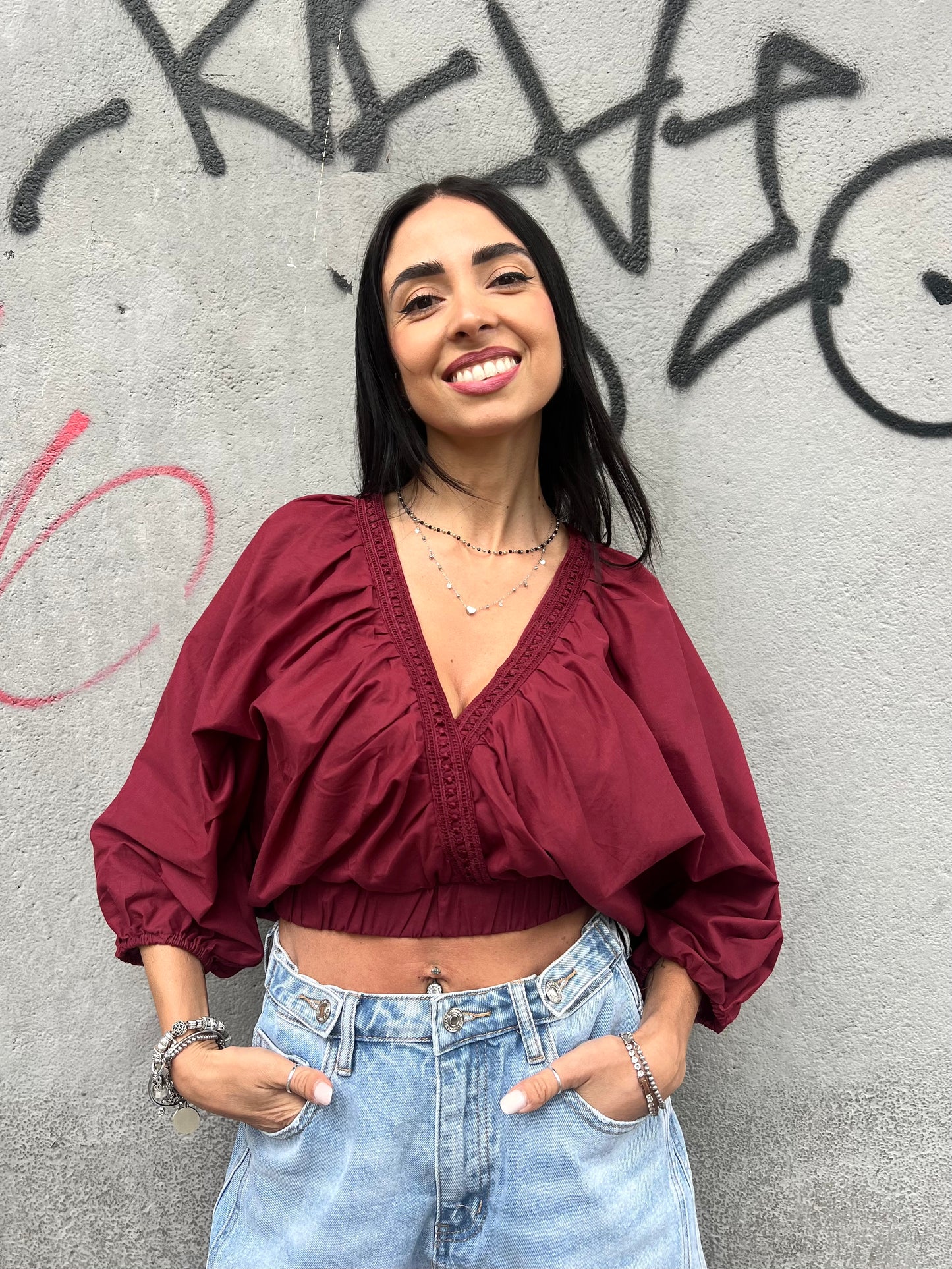 BLUSA CROP INCROCIO PASSAMANERIA NORA INDIA
