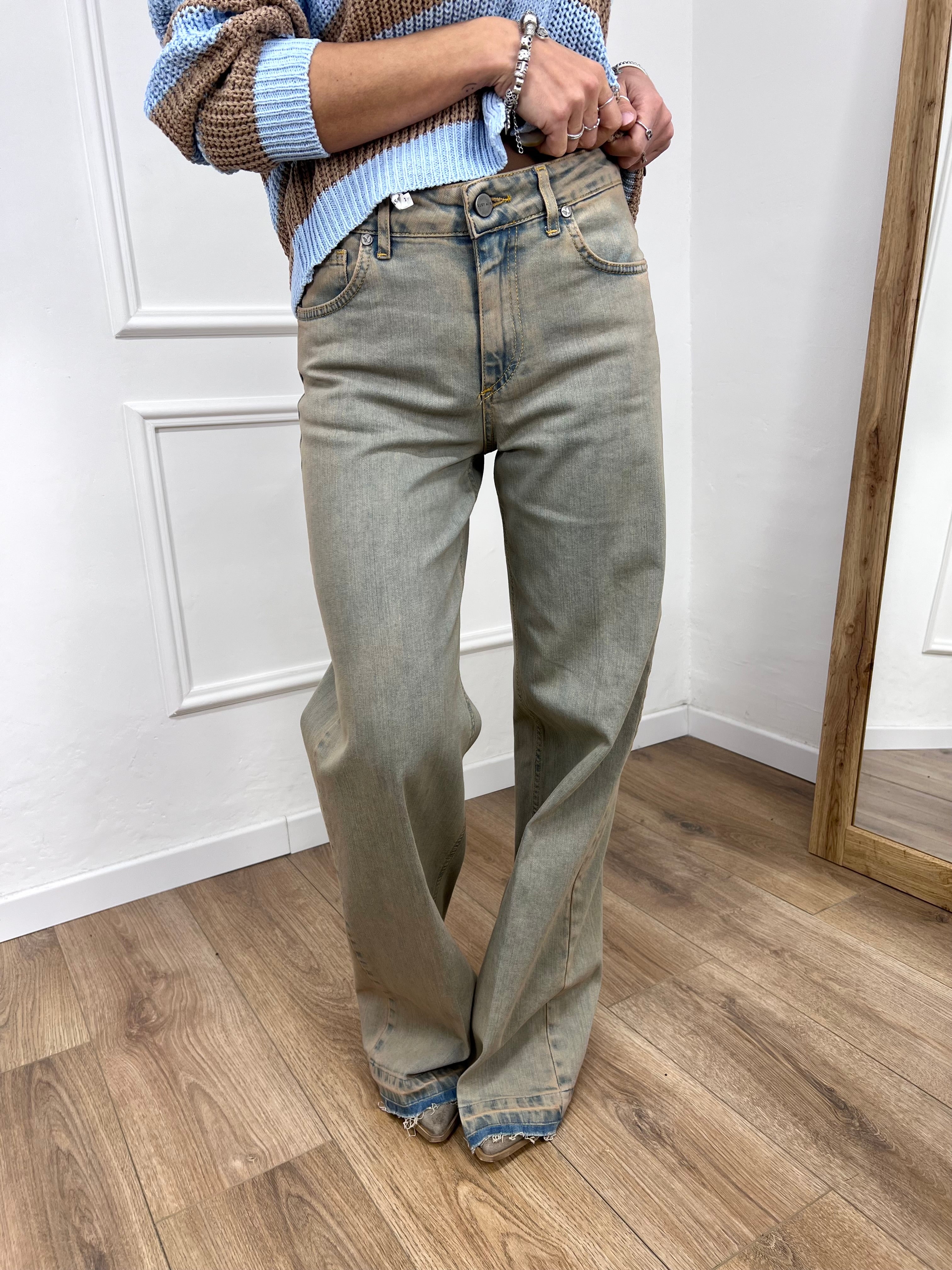 DENIM PALAZZO ORLO SCUCITO JELISA TERRY SABBIATO SUSY MIX