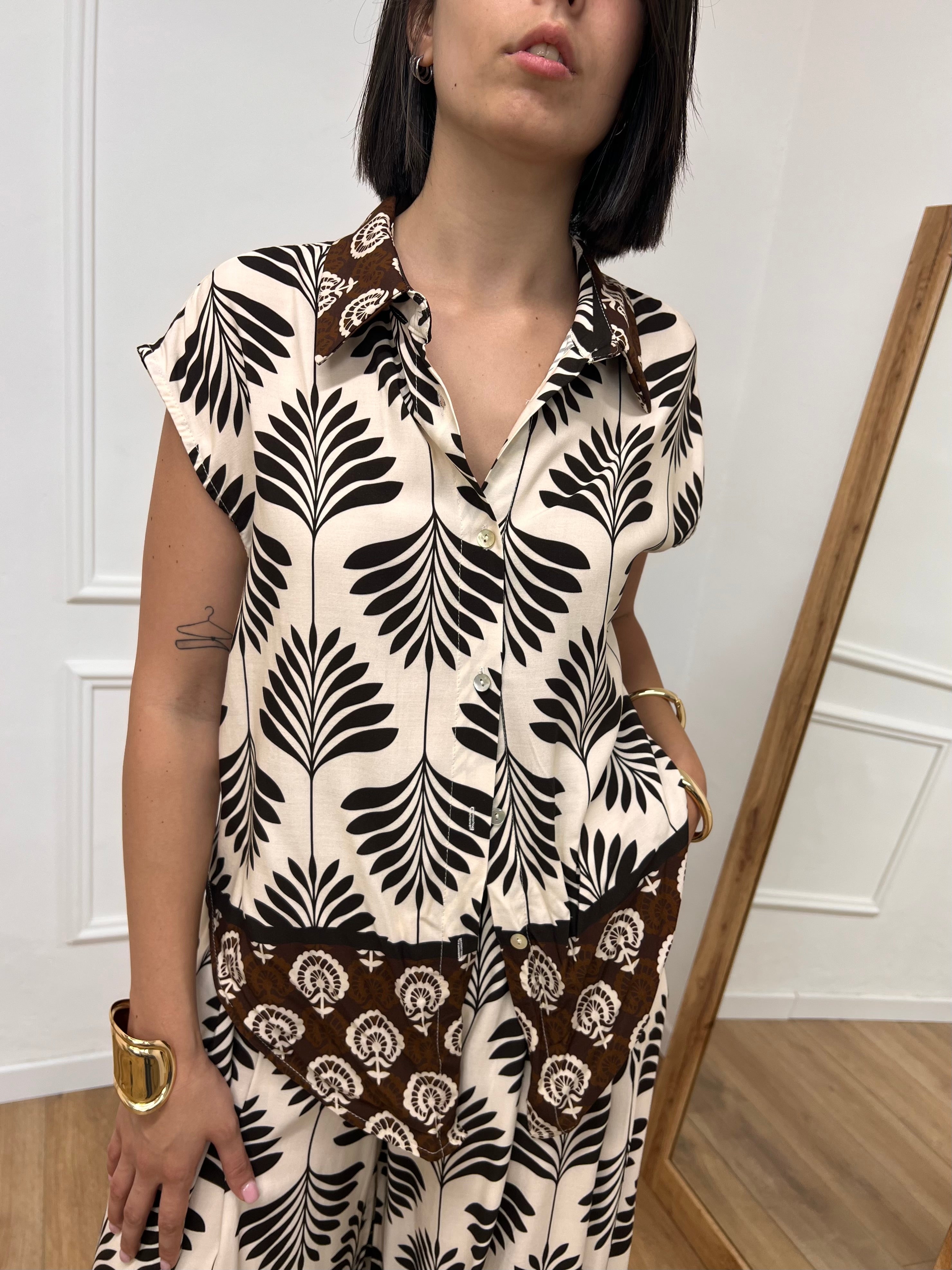 BLUSA SMANICATA BOTTONI FANTASIA MORO SUSY MIX