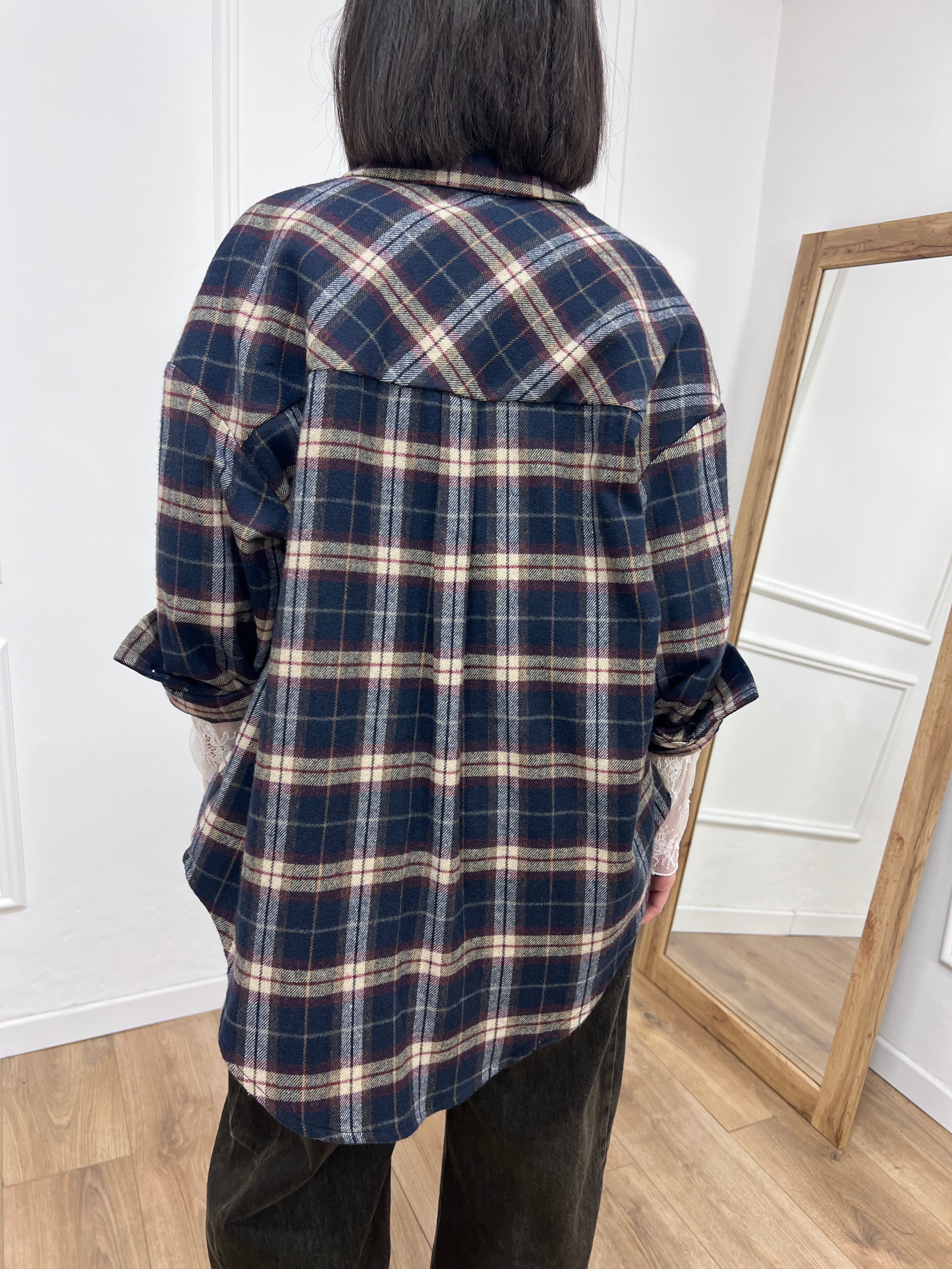 CAMICIA CHECK FLANELLA PAMELA BLU MOTEL
