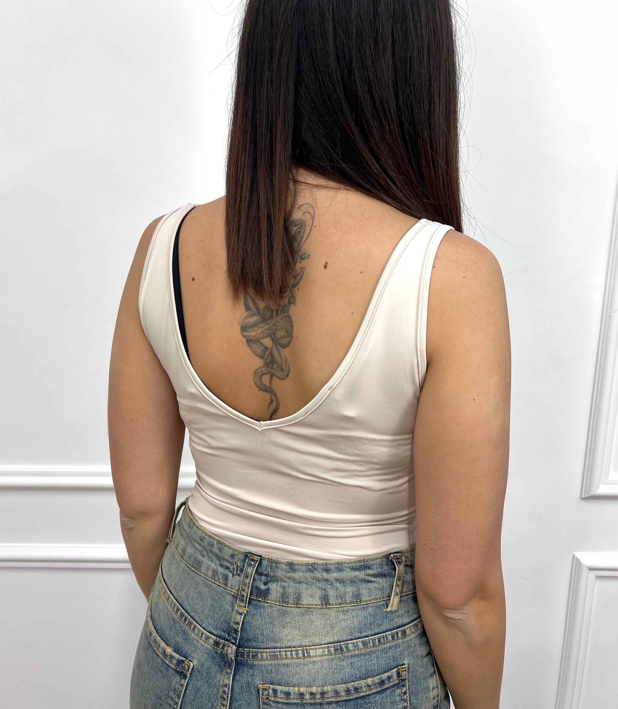 BODY DOPPIO SCOLLO V TACTEL IRMA CREMA SUSY MIX
