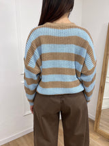 CARDIGAN FILO RIGATO BOTTONI CHIARA CIELO SUSY MIX
