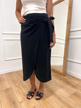 GONNA PAREO MIDI IN CUPRO   FIOCCO LATO NERO SUSY MIX