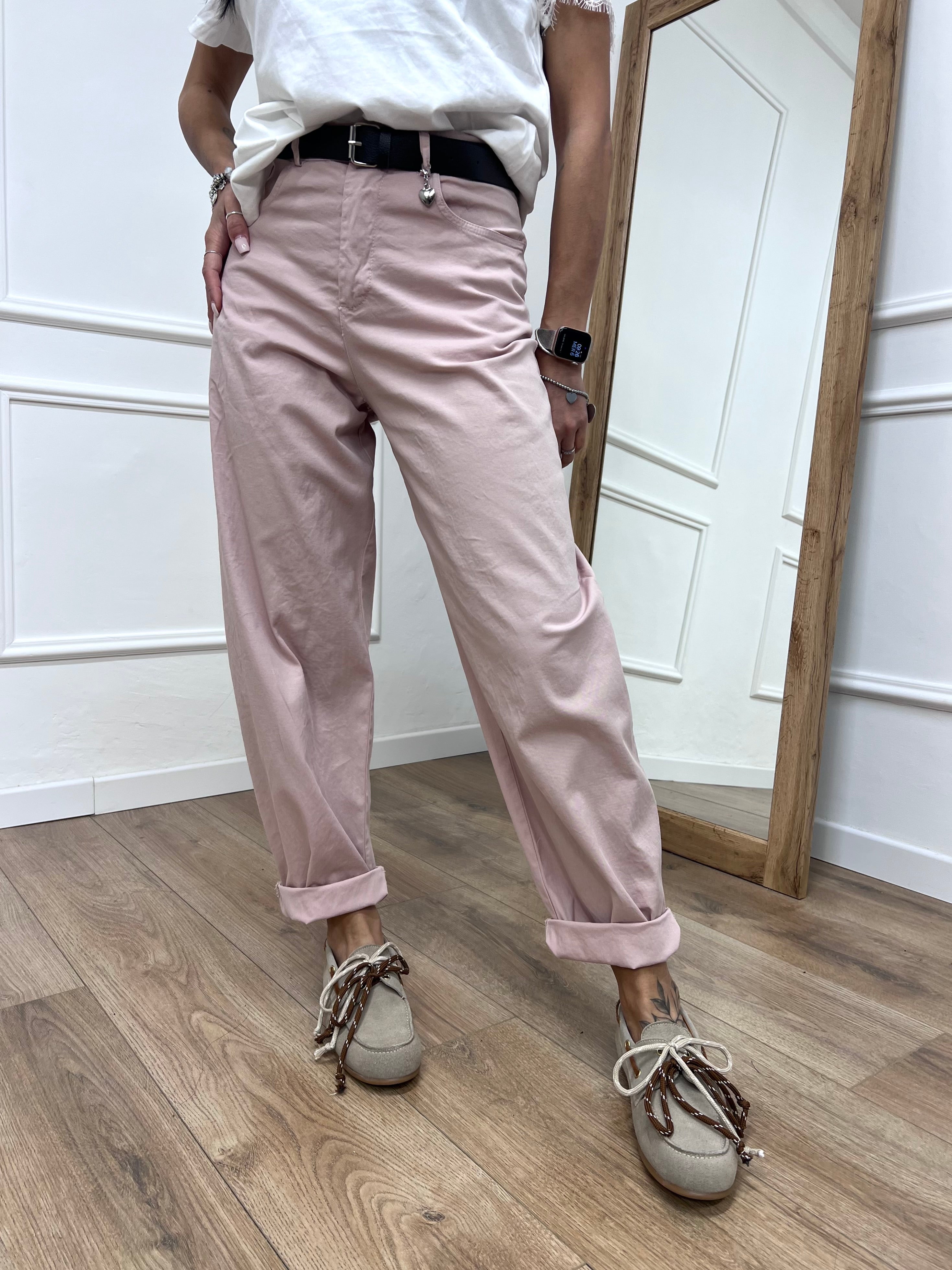 PANTALONE VITA ALTA OVETTO “CUORE” ROSA SUSY MIX