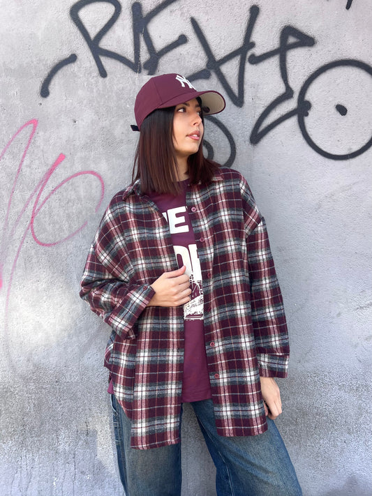 SUSY MIX CAMICIA FLANELLA CHECK MARTINA VINO