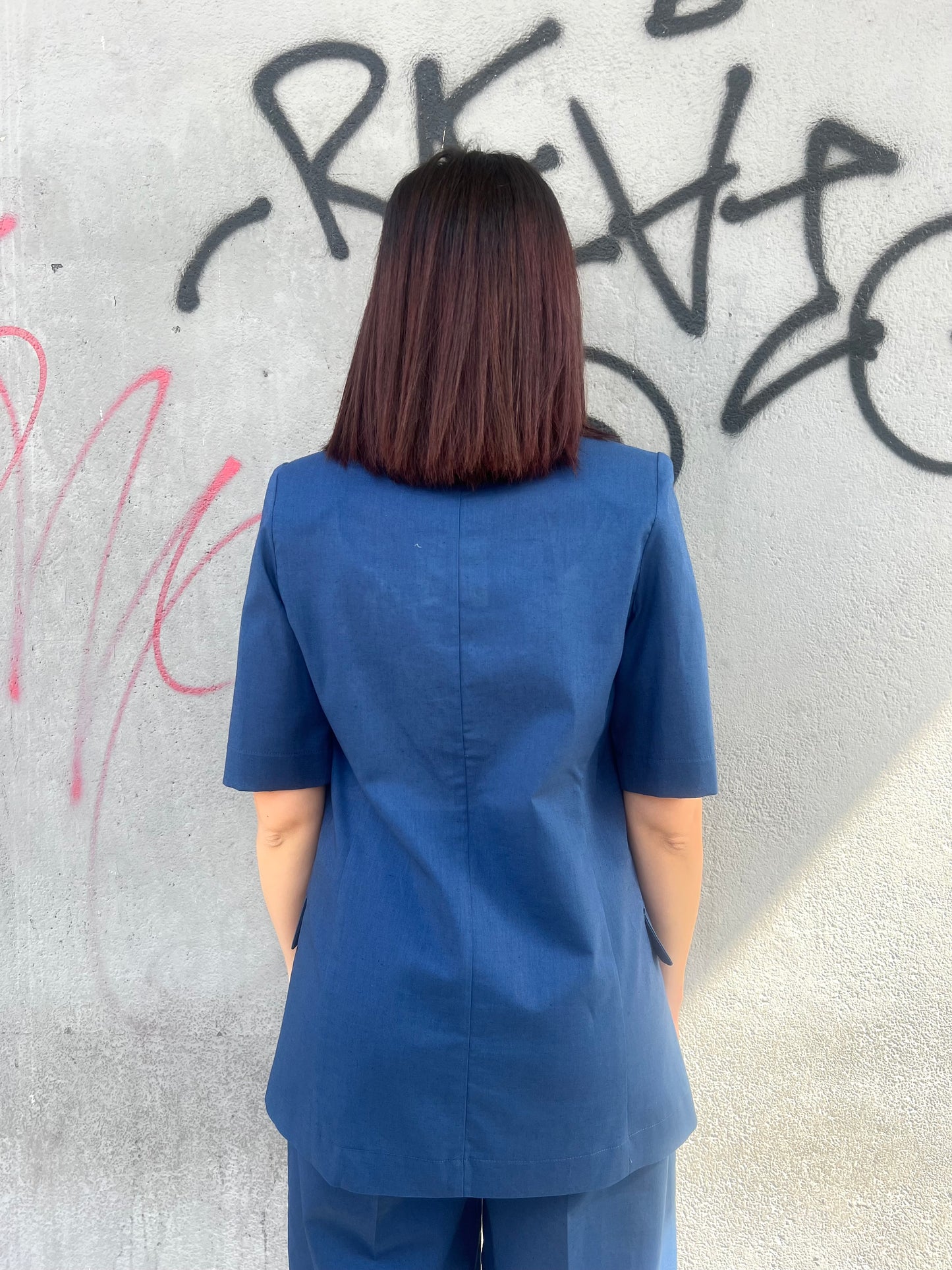 GIACCA MONOPETTO M/MANICA REGINA BLU COBALTO