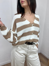 CARDIGAN FILO RIGATO BOTTONI CHIARA CORDA SUSY MIX