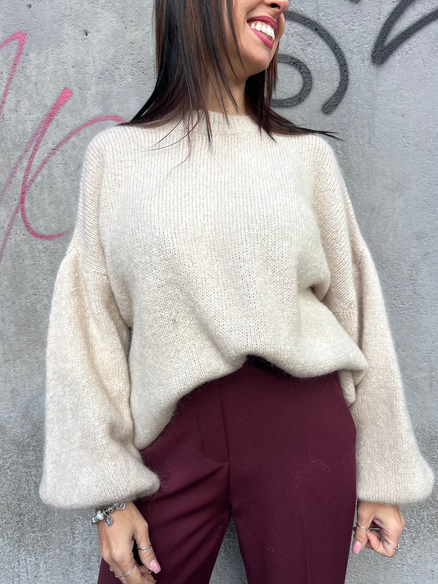 SUSY MIX MAGLIA OVER MOHAIR MANICA PALLONCINO  MIA BURRO