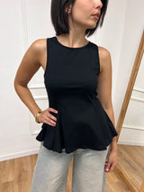 CANOTTA VOGATORE PEPLUM BERRY NERO SUSY MIX