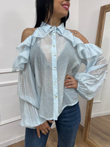 BLUSA CUT OUT ROUCHES ALENA CIELO SUSY MIX