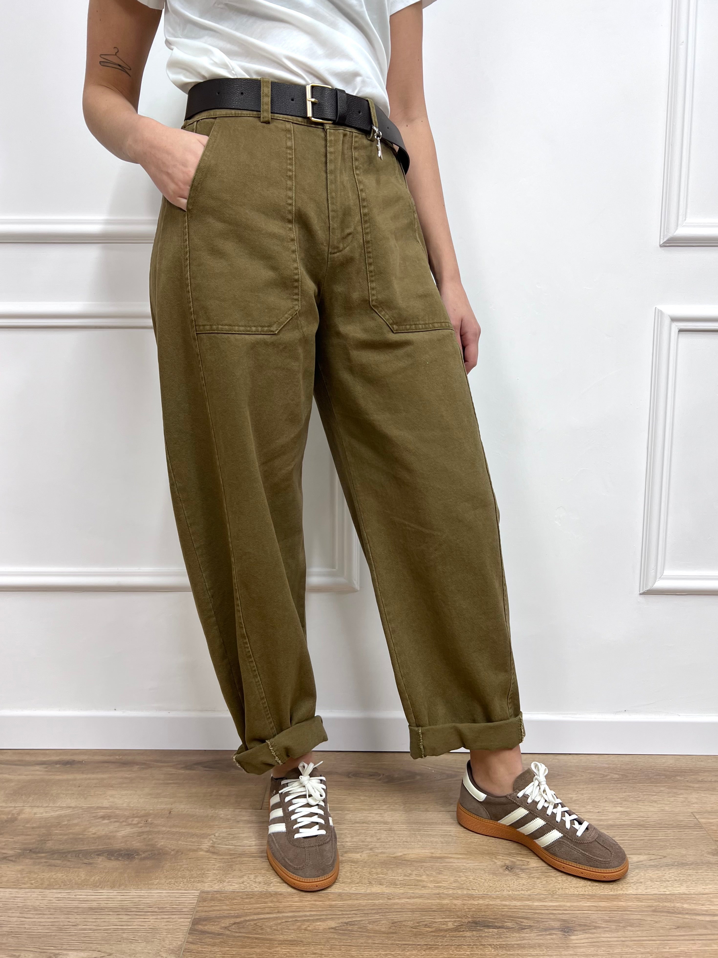 PANTALONE BALLON STELLINA TELA DENIM FANGO SUSY MIX