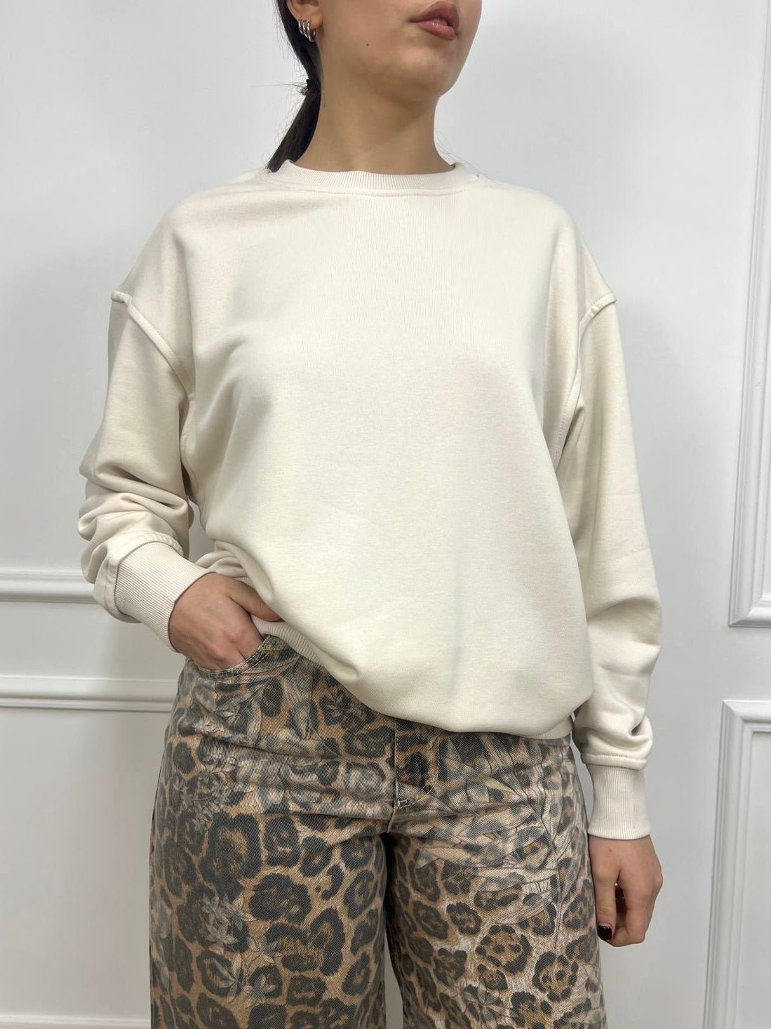 SUSY MIX FELPA GIROCOLLO AGATA BURRO