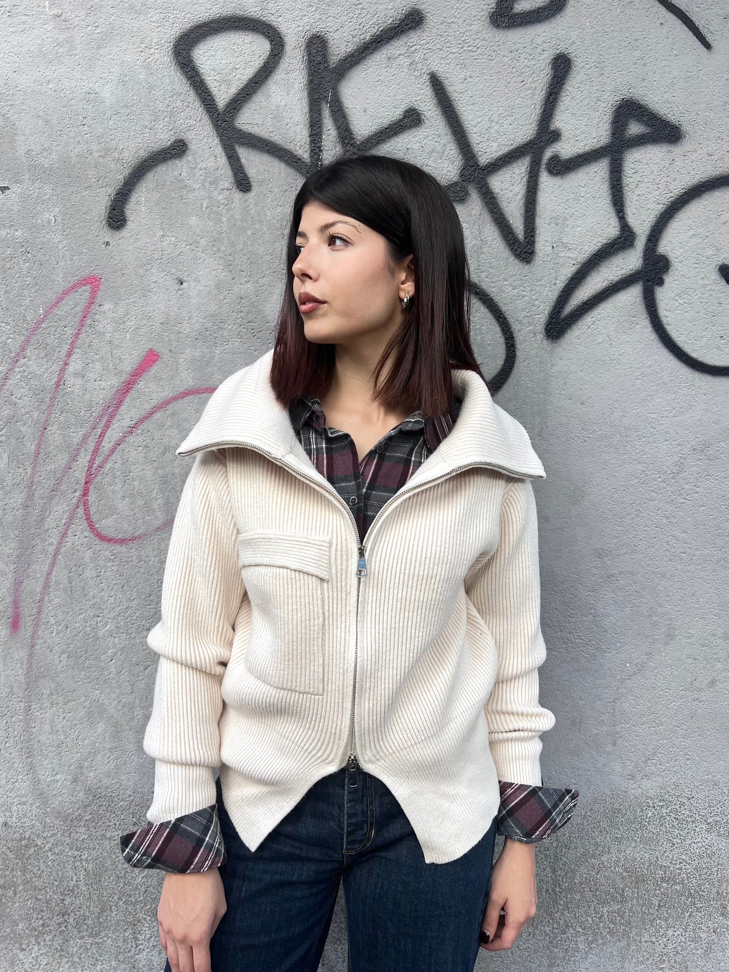 SUSY MIX CARDIGAN CERNIERA COLLO CRATERE IVANA BURRO