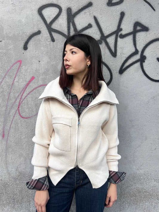 SUSY MIX CARDIGAN CERNIERA COLLO CRATERE IVANA BURRO