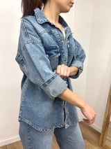 GIACCA CAMICIA DENIM TASCHE ARIANNA LIGHT BLU SUSY MIX