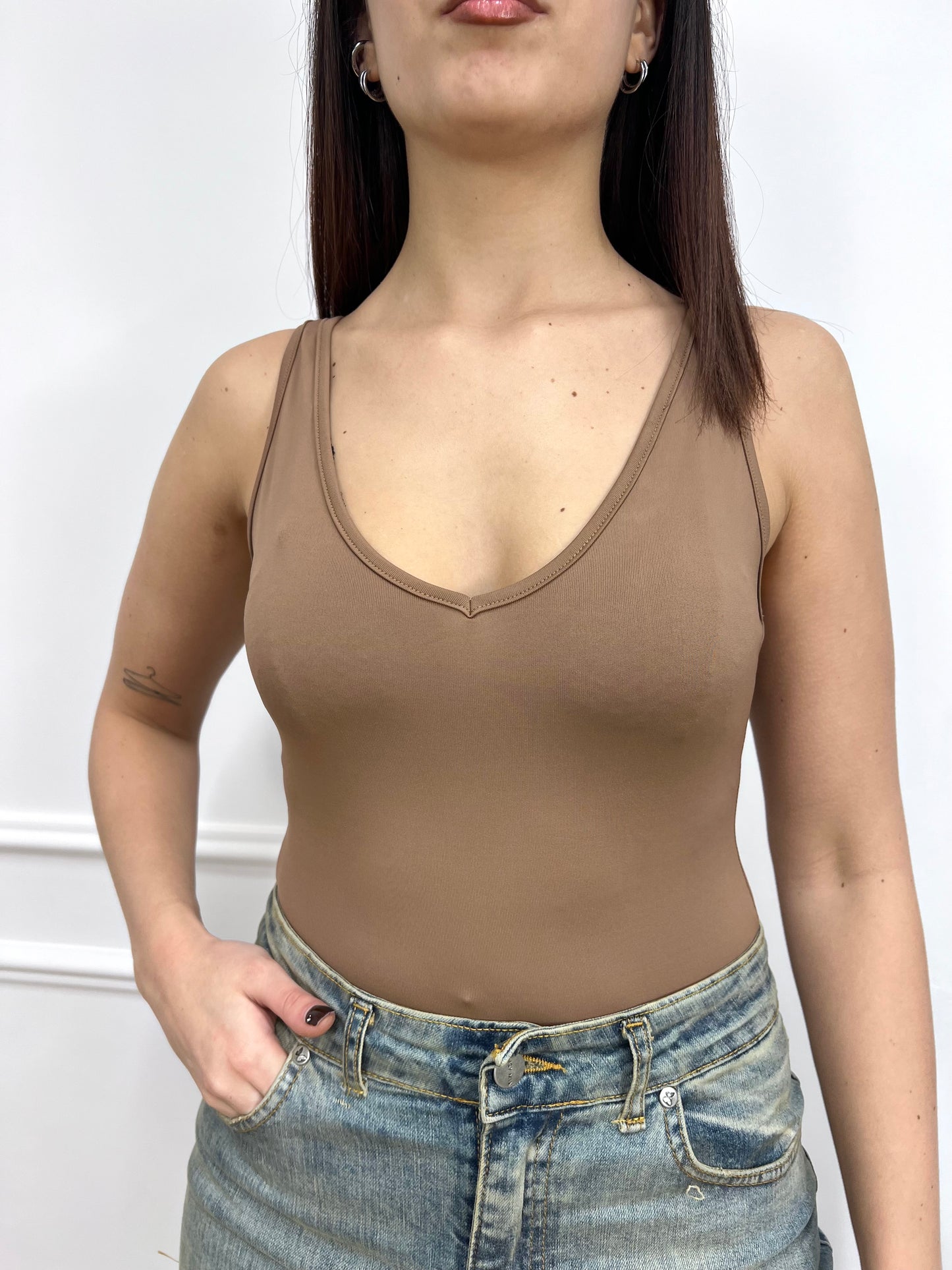 SUSY MIX BODY DOPPIO SCOLLO V TACTEL IRMA TABACCO