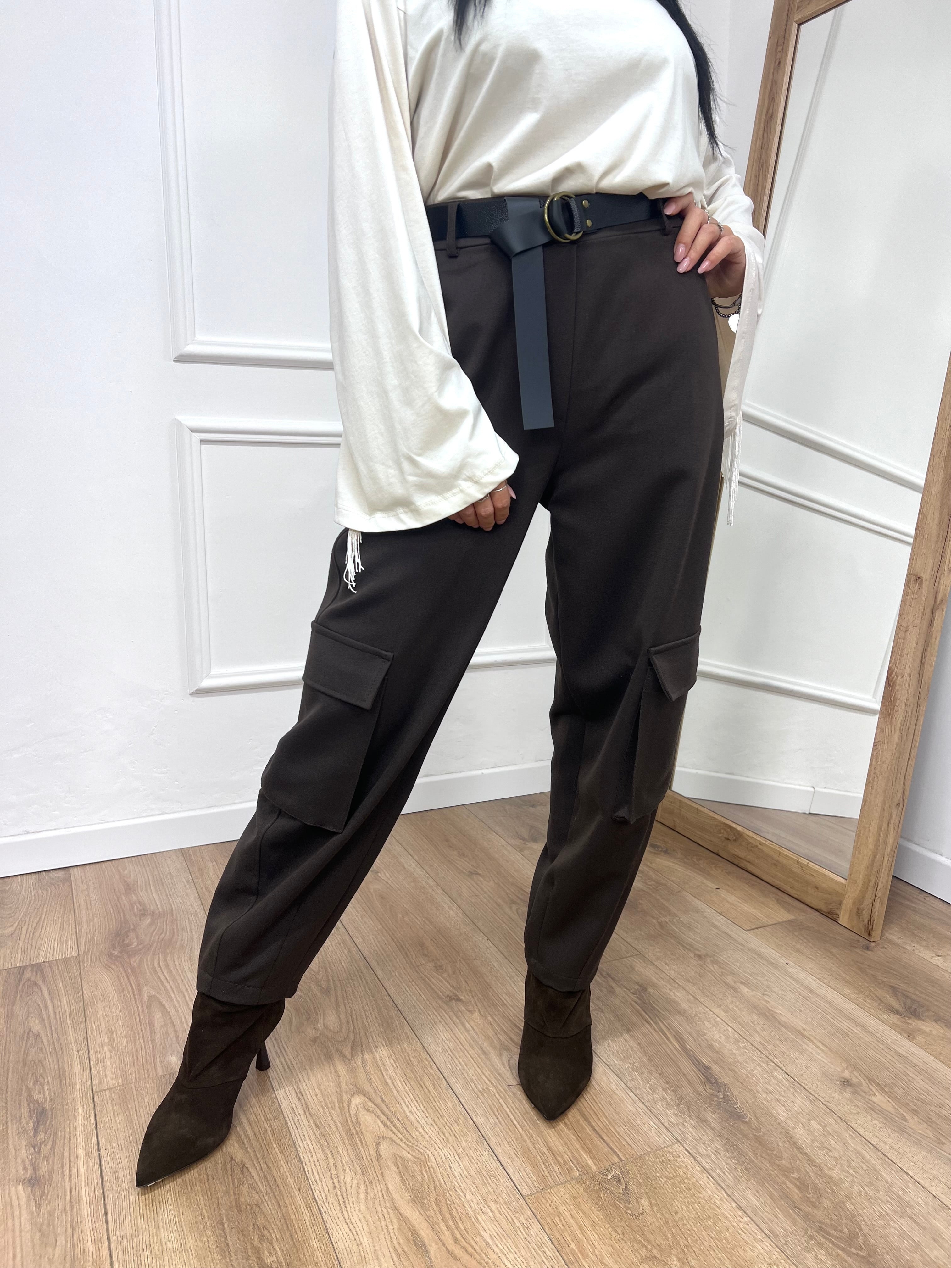 PANTALONE OVETTO CARGO MORO SUSY MIX