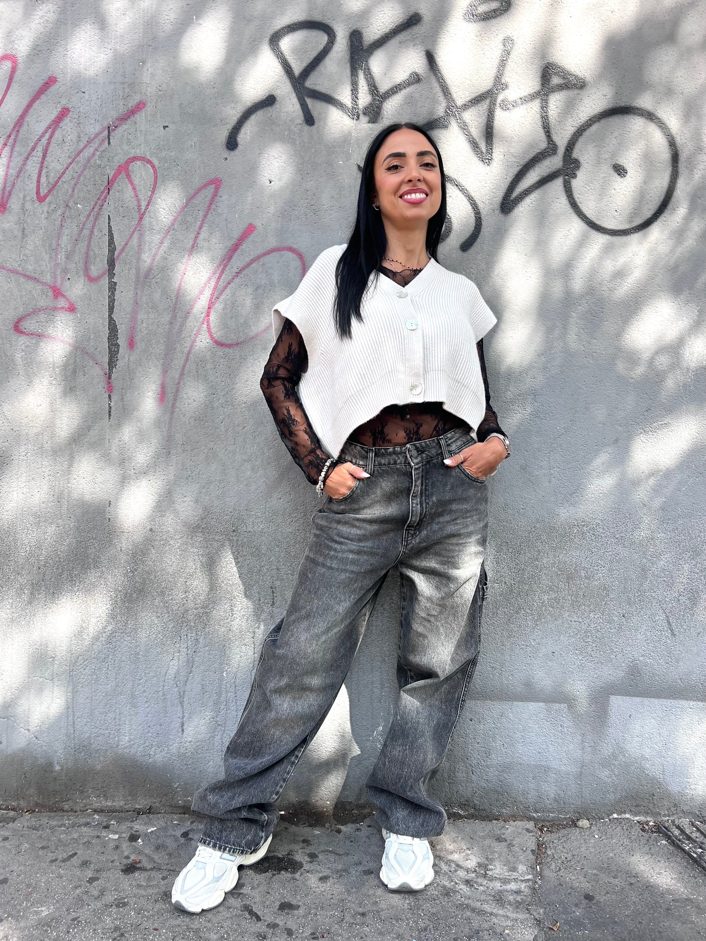 SUSY MIX DENIM PALAZZO WORK CAROL ASFALTO