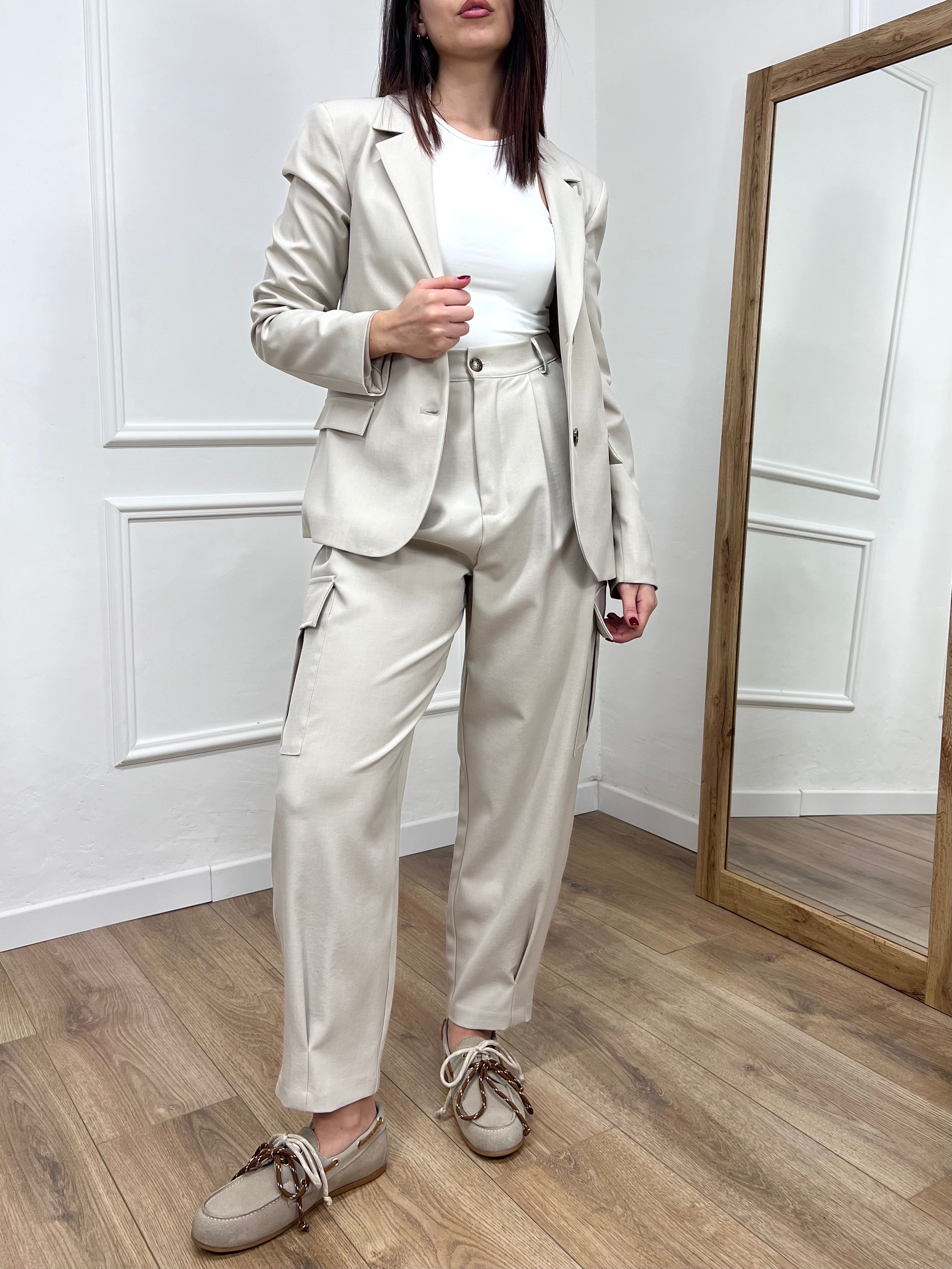 GIACCA MONOPETTO AVVITATA CECILIA BEIGE