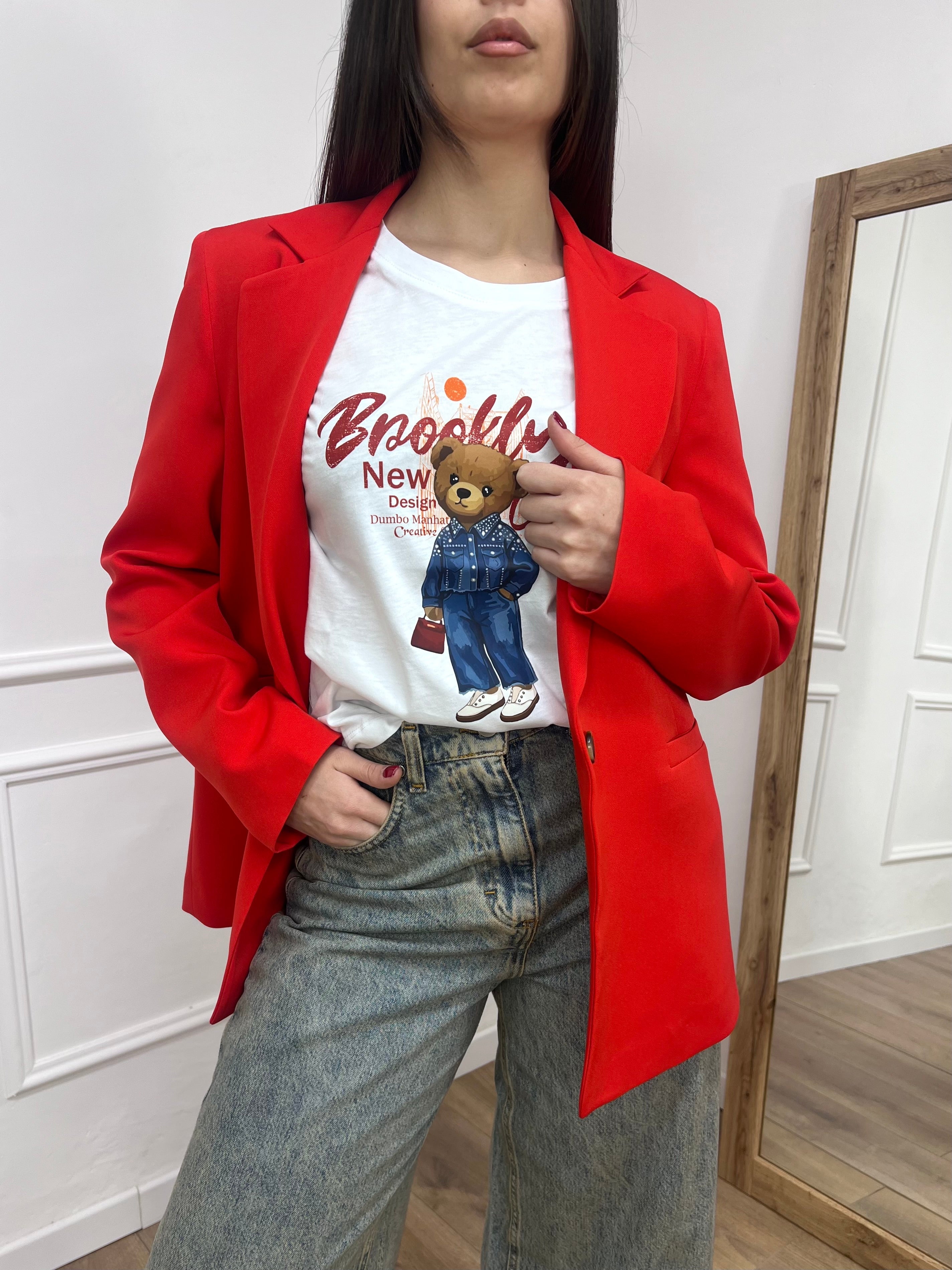 GIACCA MONOPETTO BASIC UN BOTTONE ARIA ROSSO SUSY MIX