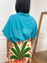 CAMICIA LUNGA MUSSOLA M/C BOTTONI JALE TURCHESE SUSY MIX
