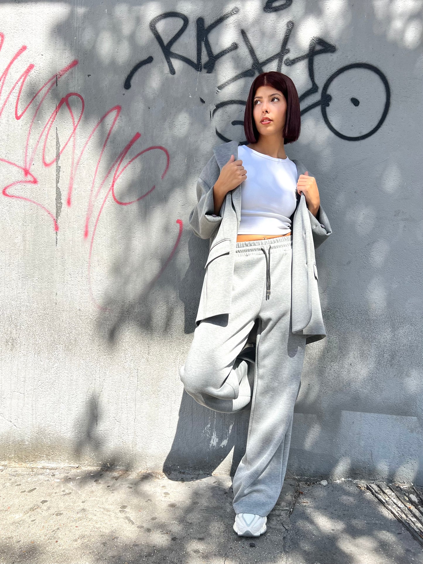 SUSY MIX PANTALONE LACCIO SCUBA GRIGIO