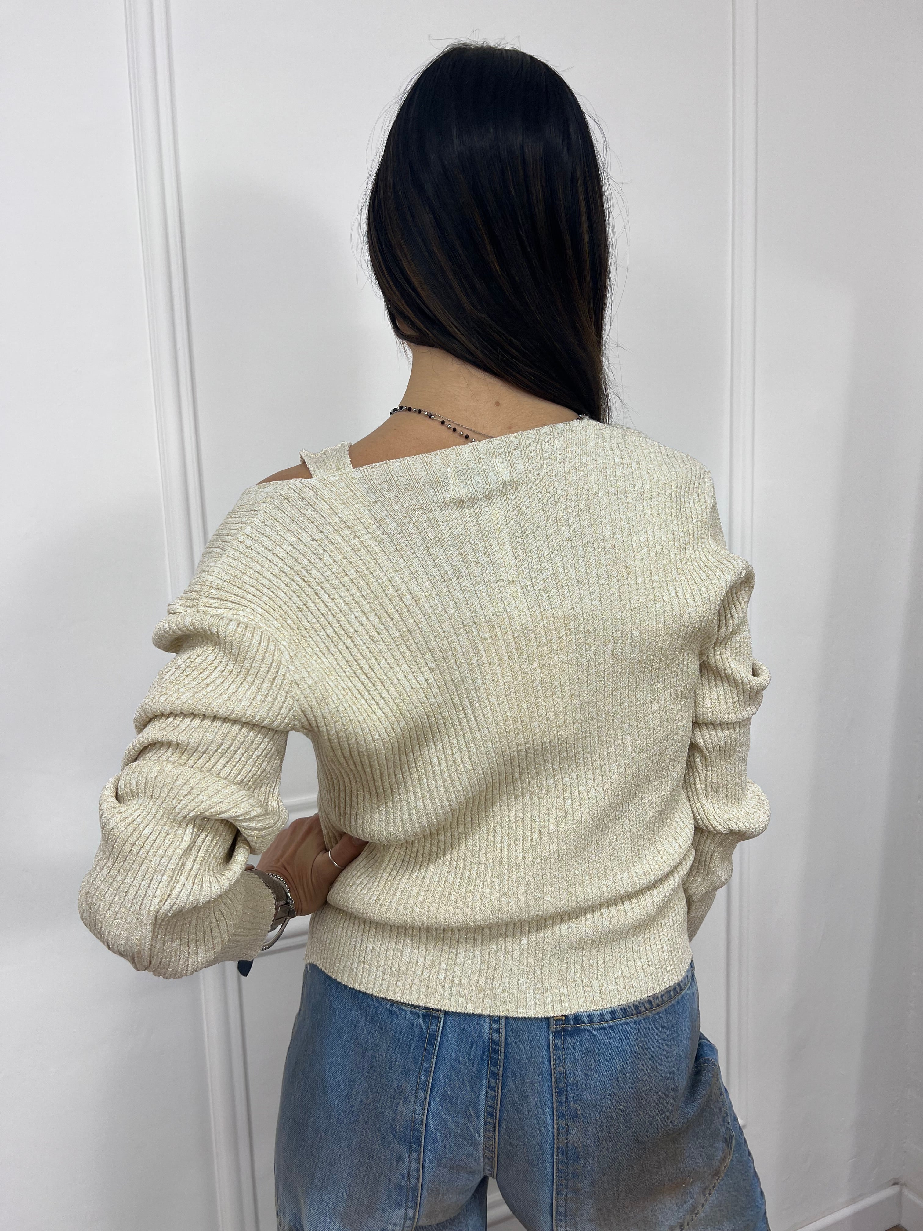 CARDIGAN BOTTONCINI COSTE LUREX MALEN ORO SUSY MIX