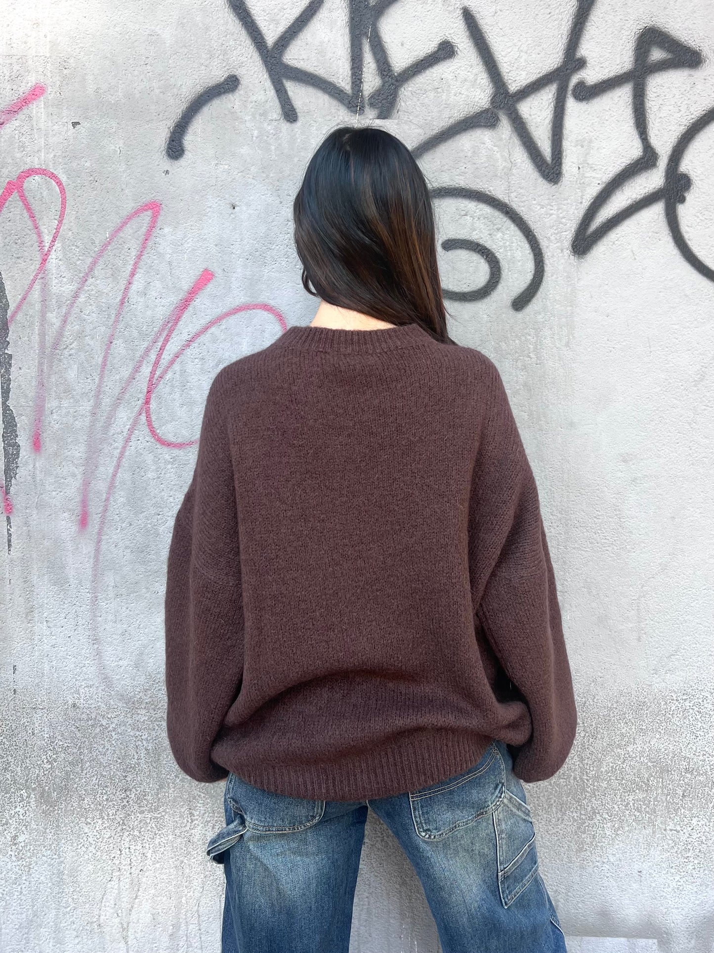 SUSY MIX MAGLIA OVER MOHAIR MANICA PALLONCINO  MIA MORO