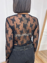 MAGLIA PIZZO MANICOTTI ROBERTA NERO SUSY MIX