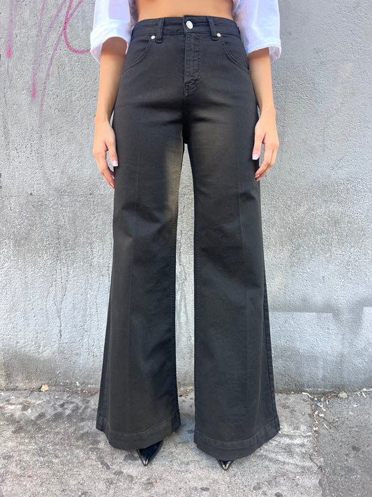 SUSY MIX PANTALONE  VITA ALTA PALAZZO BELLA NERO