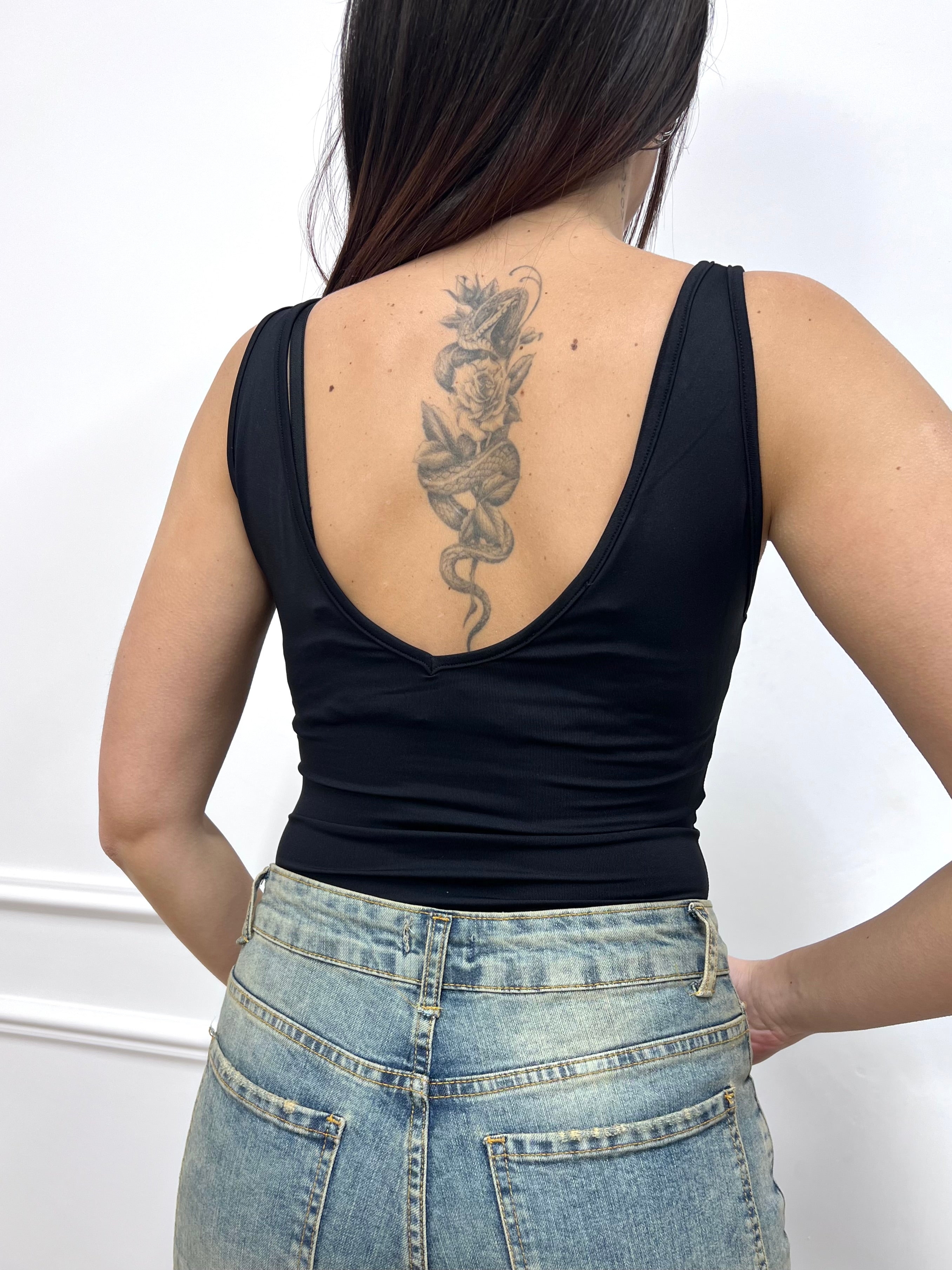 BODY DOPPIO SCOLLO V TACTEL IRMA NERO SUSY MIX