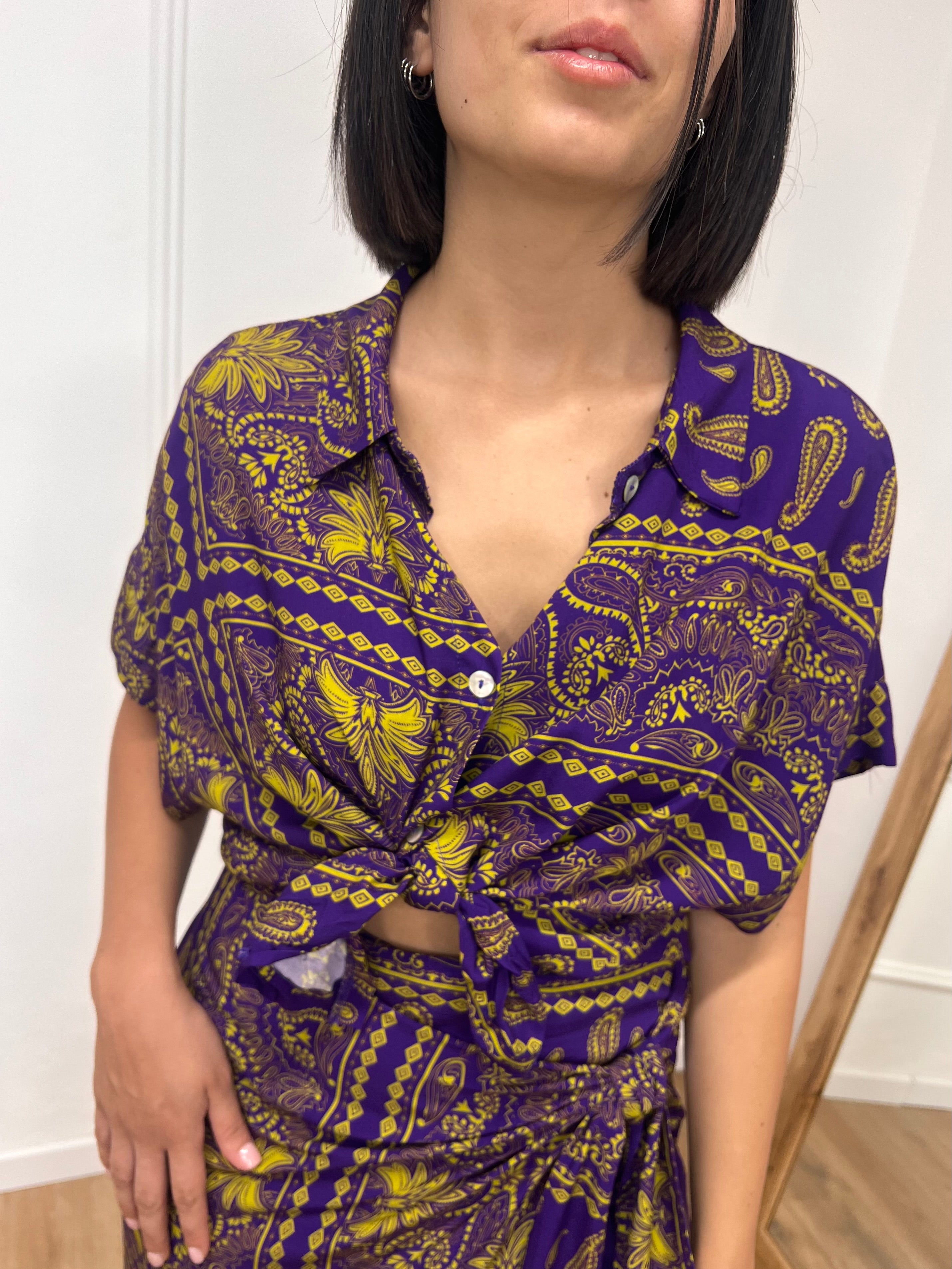 BLUSA BOTTONCINI FANTASIA BANDANA VIOLA SUSY MIX
