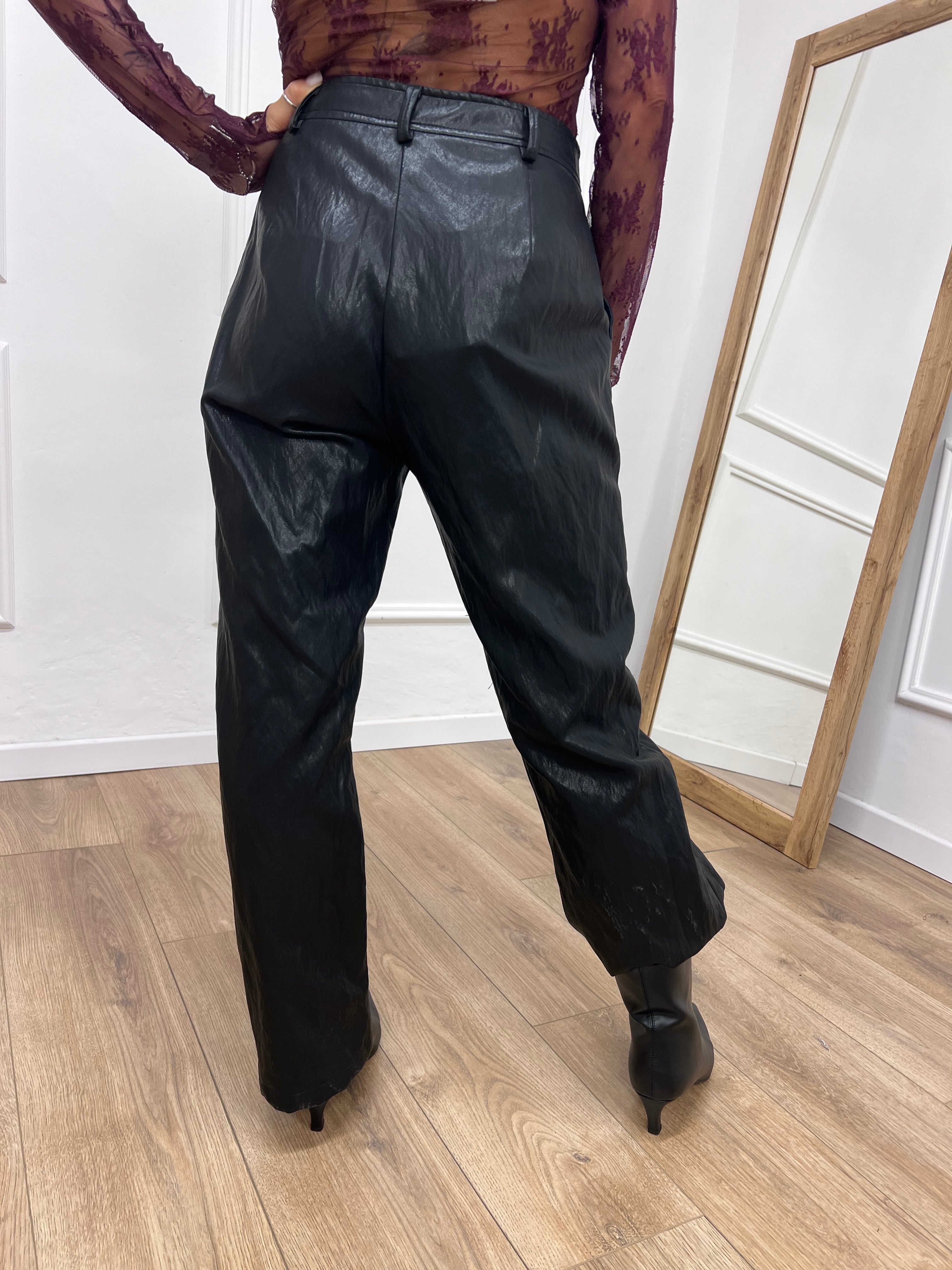 PANTALONE ECOPELLE DRITTO ROXY NERO SUSY MIX