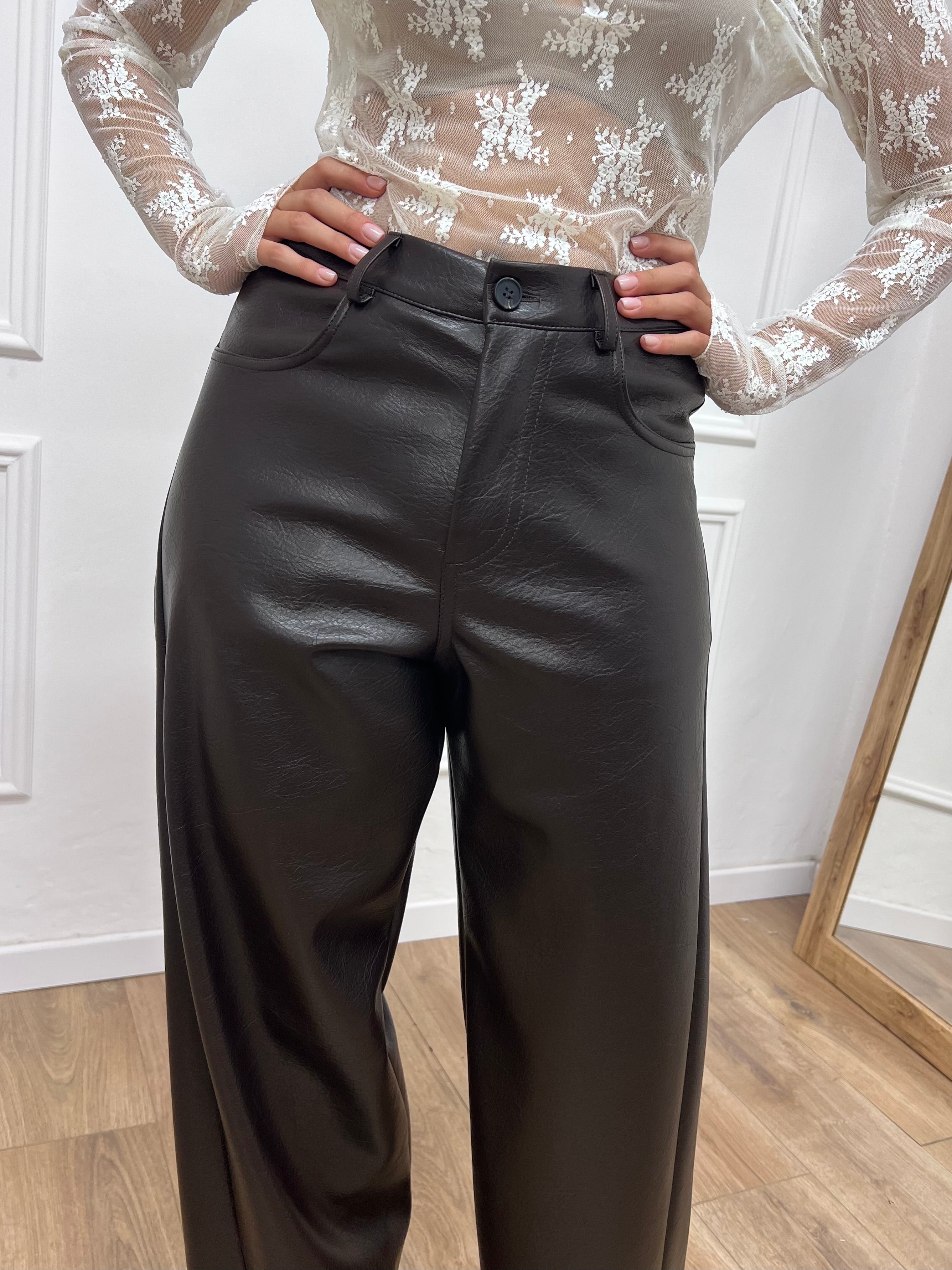 PANTALONE VITA REGOLARE ECOPELLE BEA MORO SUSY MIC