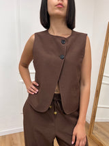 GILET DUE BOTTONI ALTI SILVIA CAFFÈ SUSY MIX
