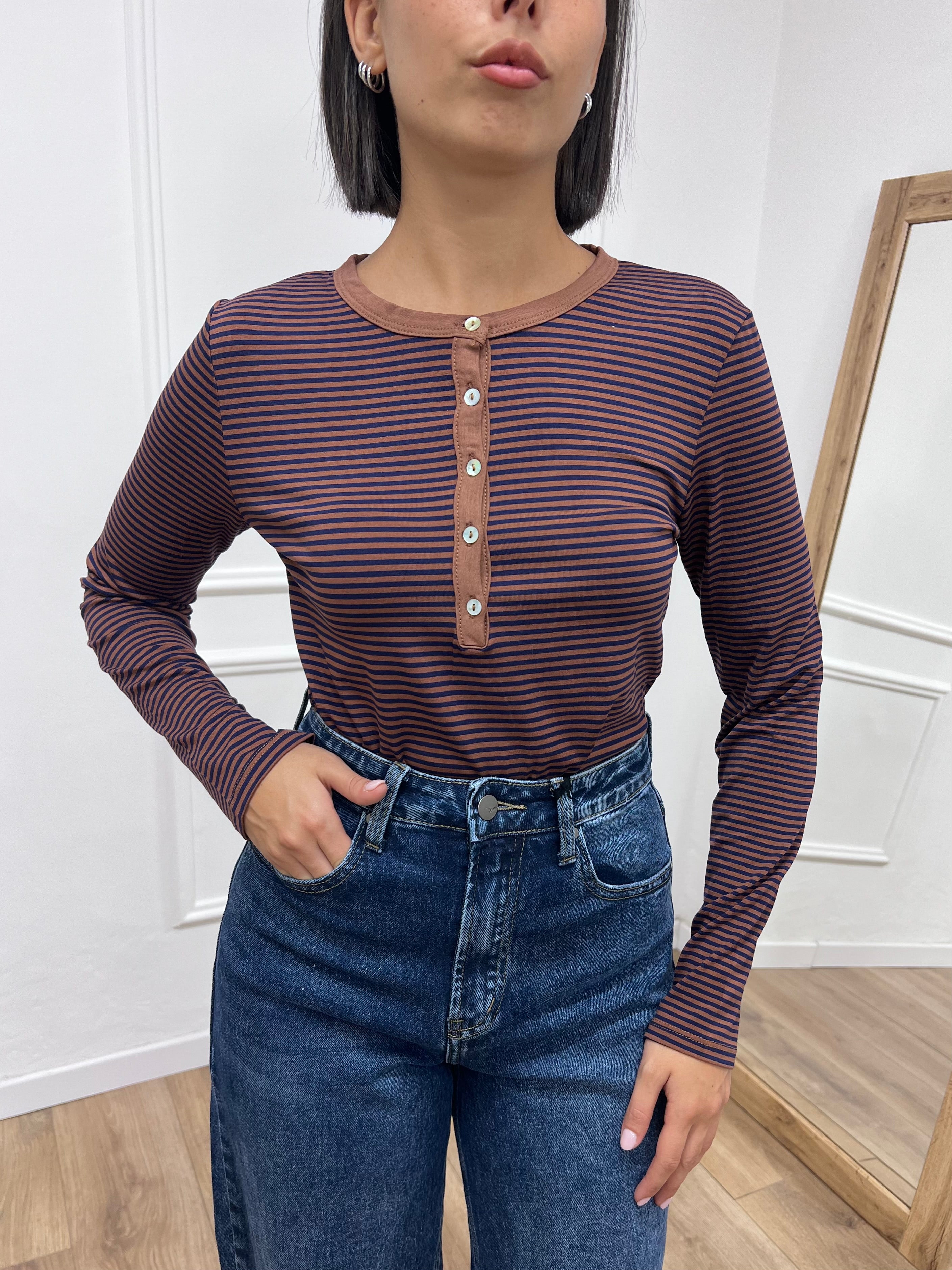 MAGLIA SERAFINO M/LUNGA RIGATA NOEMI TABACCO SUSY MIX