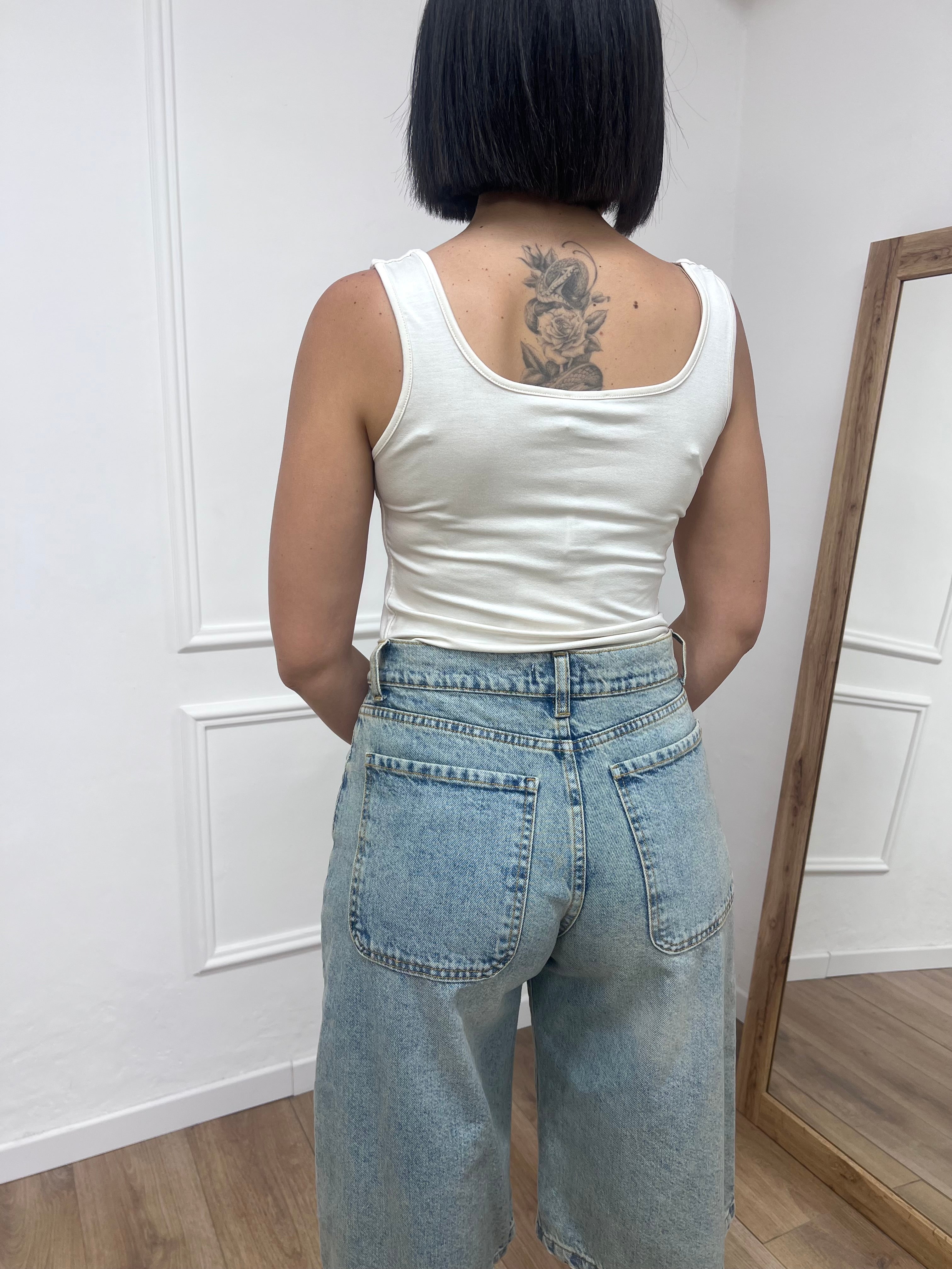 CANOTTA SCOLLO QUADRO JERSEY IRMA BURRO SUSY MIX