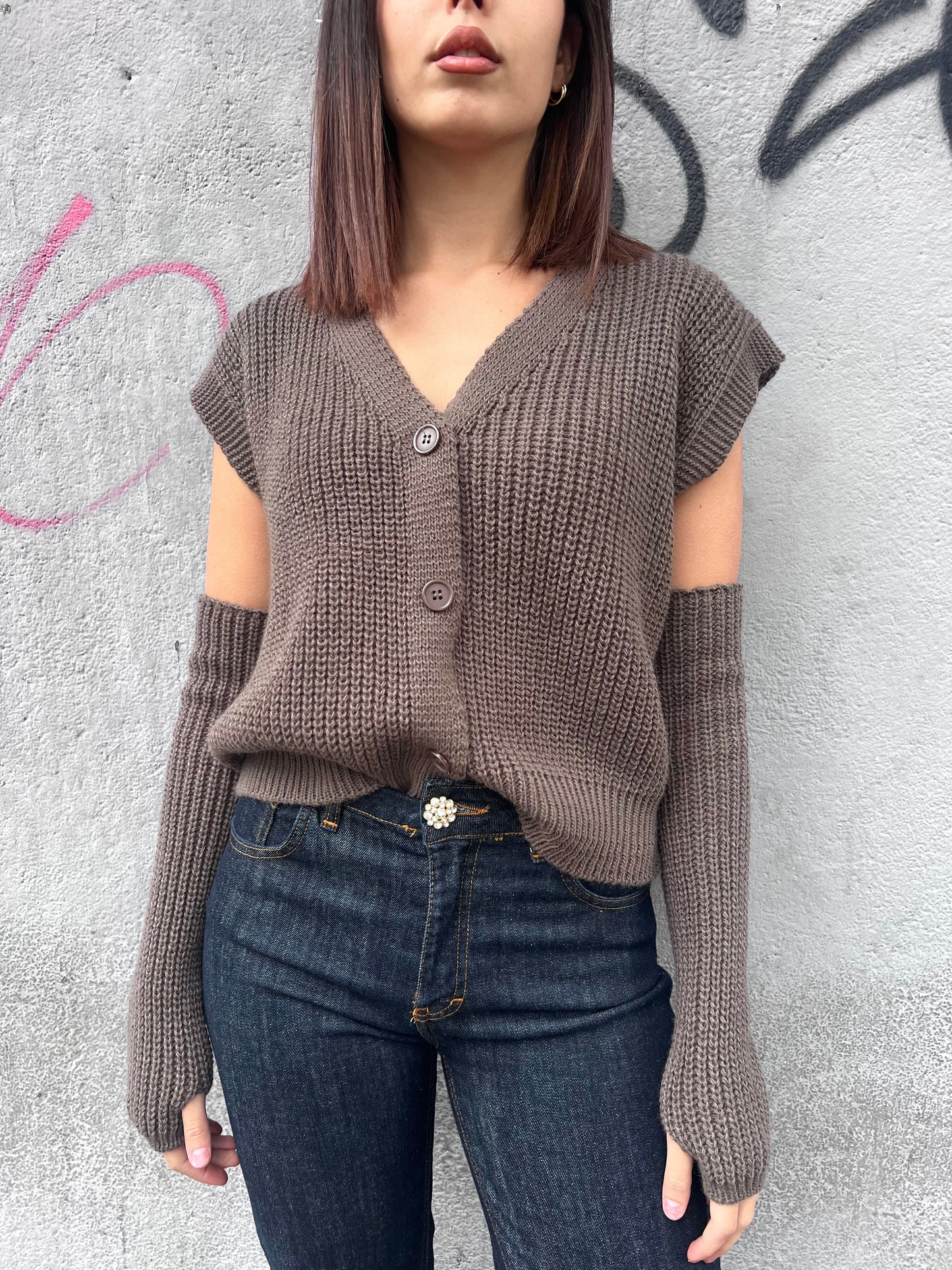 SUSY MIX GILET BOTTONI CON MANICOTTI BRIDGET TORTORA