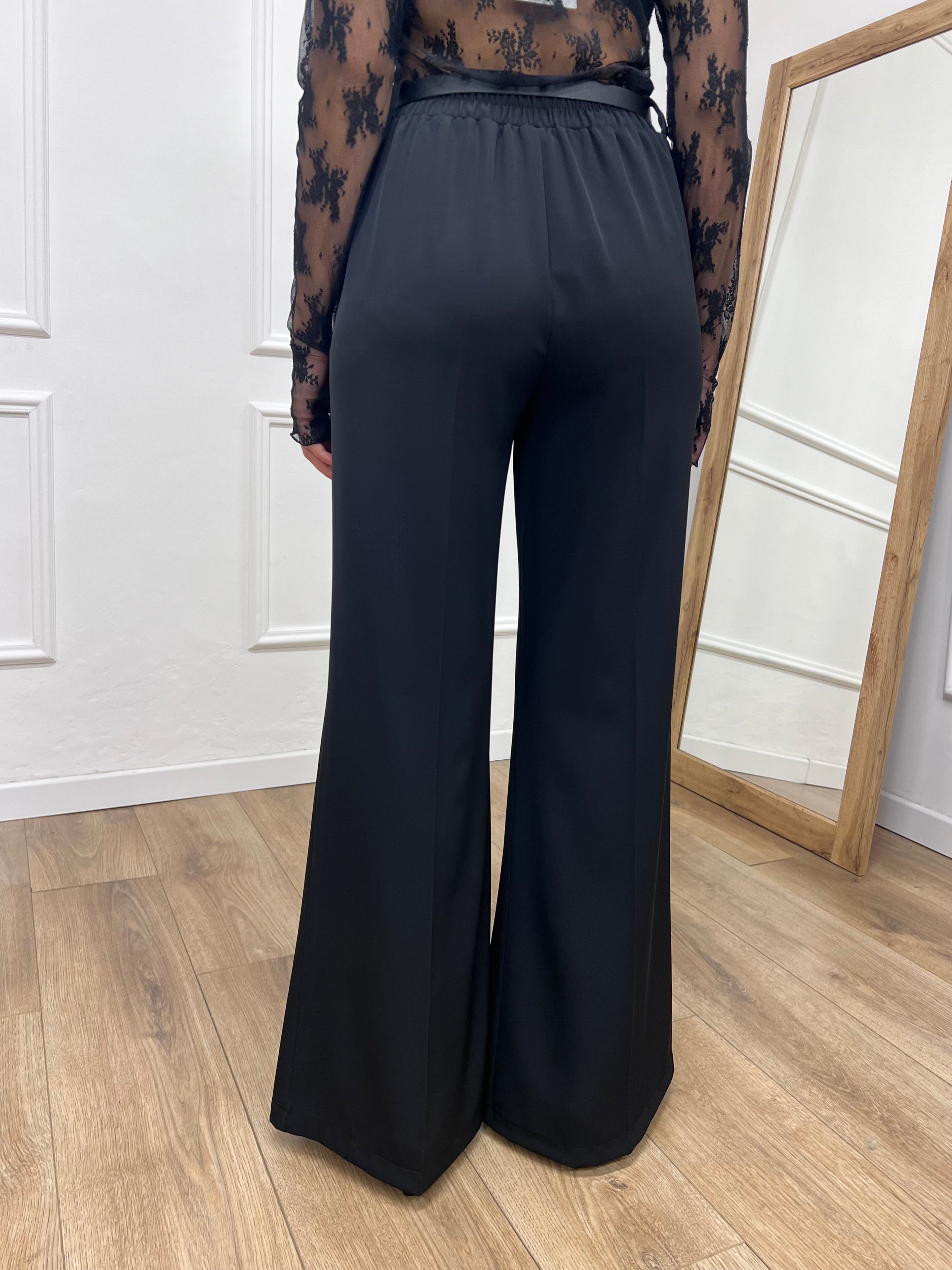 PANTALONE PALAZZO FLUIDO MARTA NERO SUSY MIX