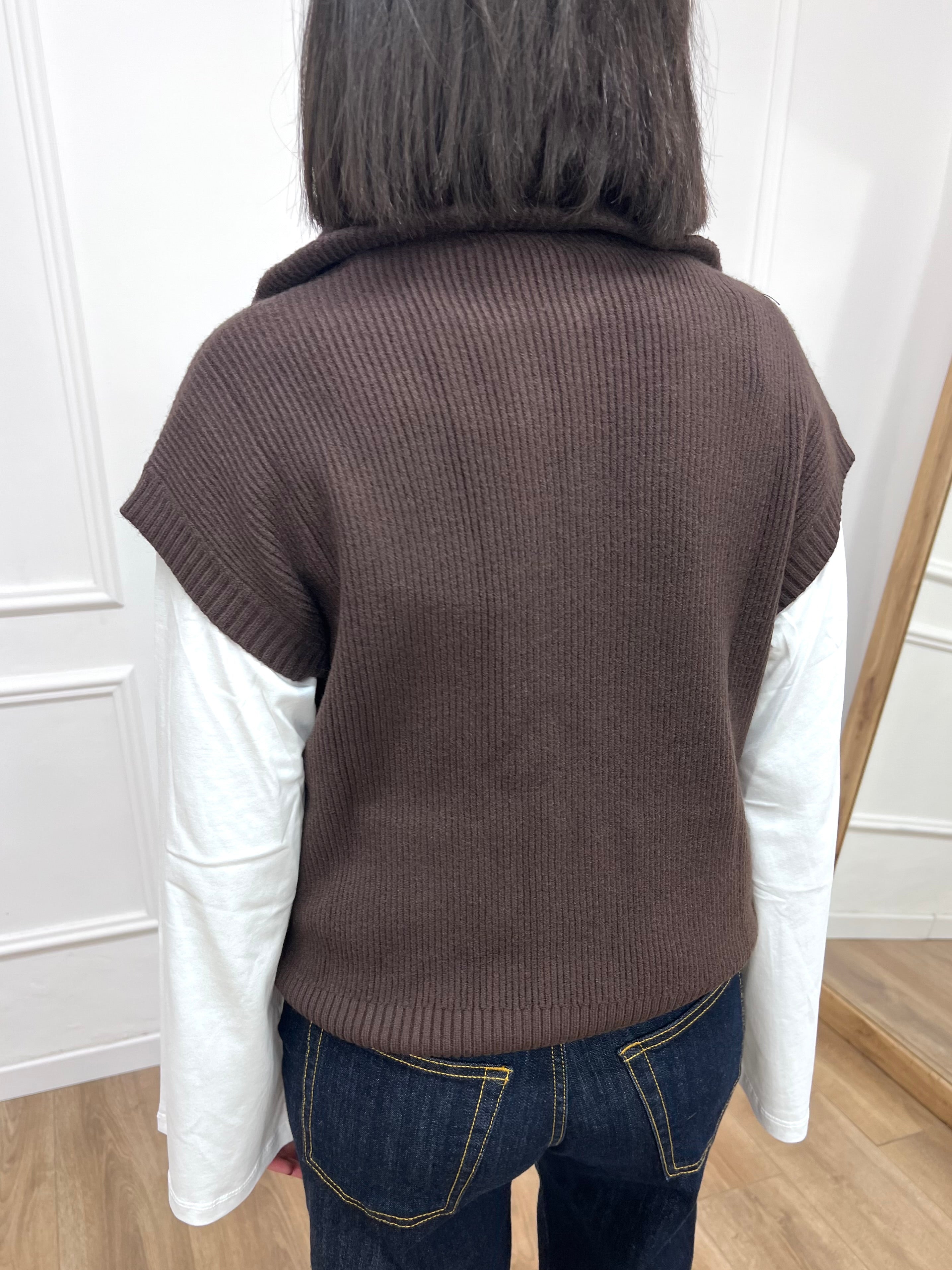 GILET IN MAGLIA A COSTE CON CERNIERA MORO SUSY MIX
