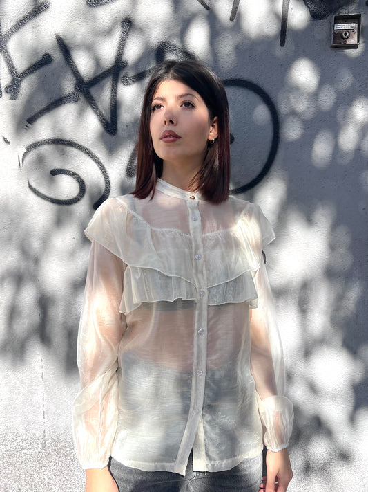 PHILIA LOFT BLUSA ROUCHES VELATA ARIANNA BURRO