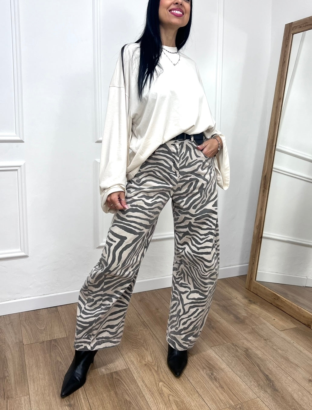 PANTALONE OVETTO ANIMALIER ZEBRA SUSY MIX
