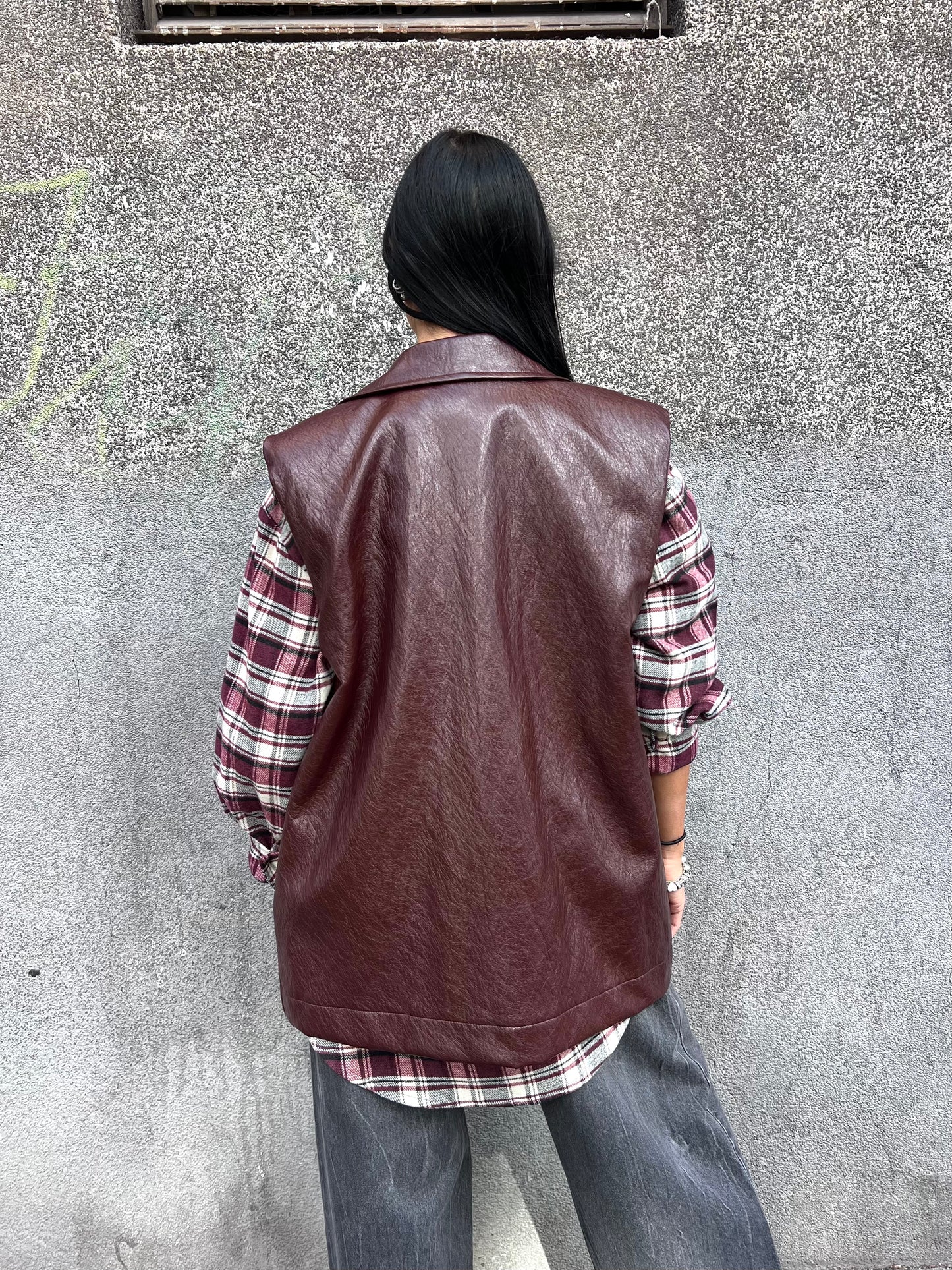 SUSY MIX GILET ECOPELLE VINILE ALESSIA VINO