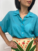 CAMICIA LUNGA MUSSOLA M/C BOTTONI JALE TURCHESE SUSY MIX