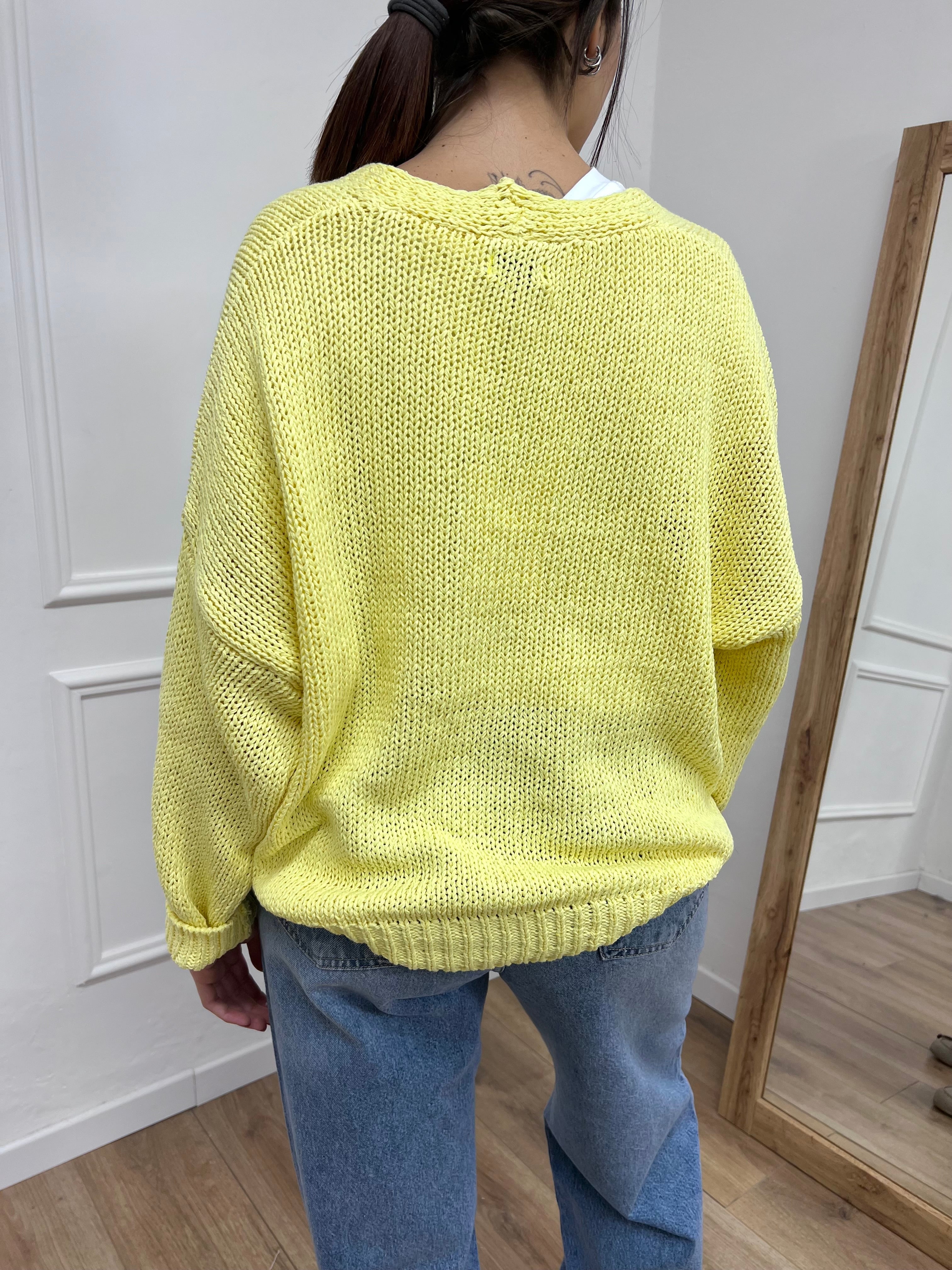 CARDIGAN FILO OVER TASCHE BENEDETTA GIALLO SUSY MIX