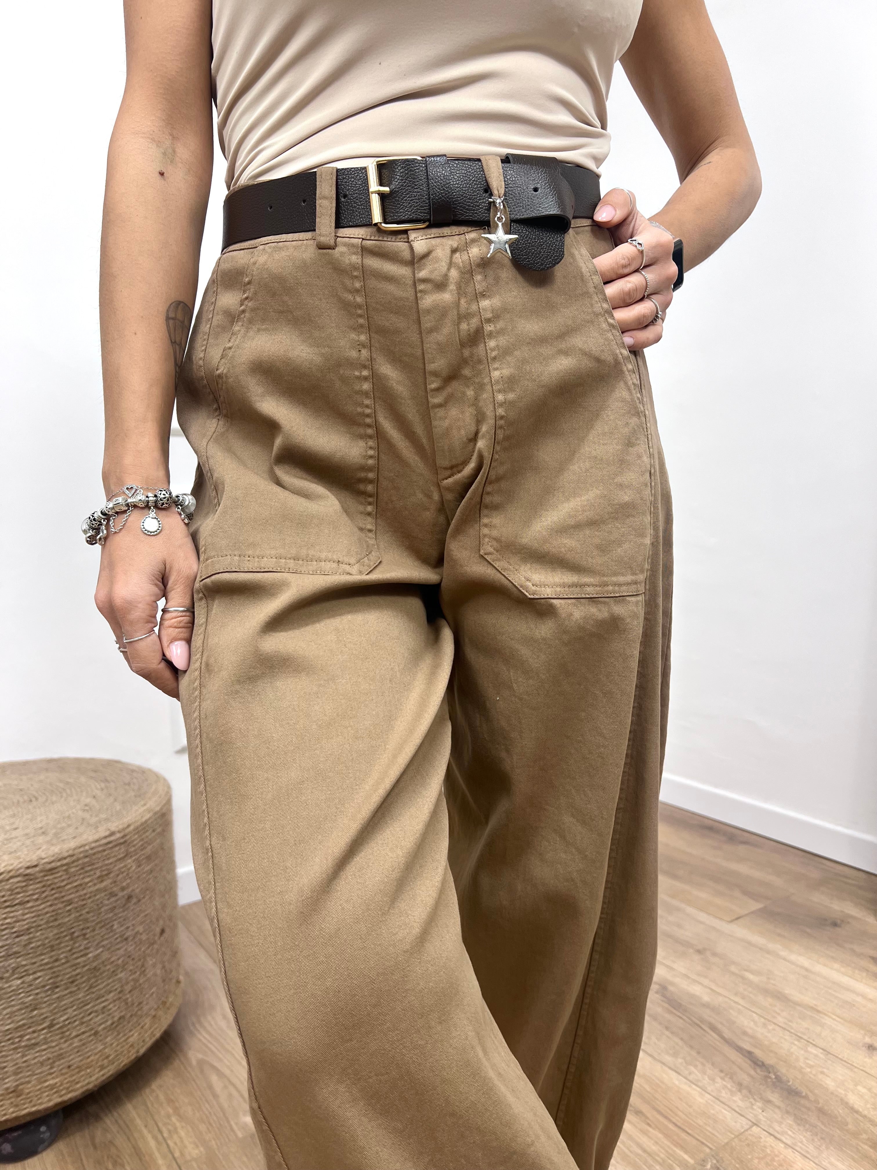 PANTALONE COTONE BALLON  STELLINA TABACCO SUSY MIX